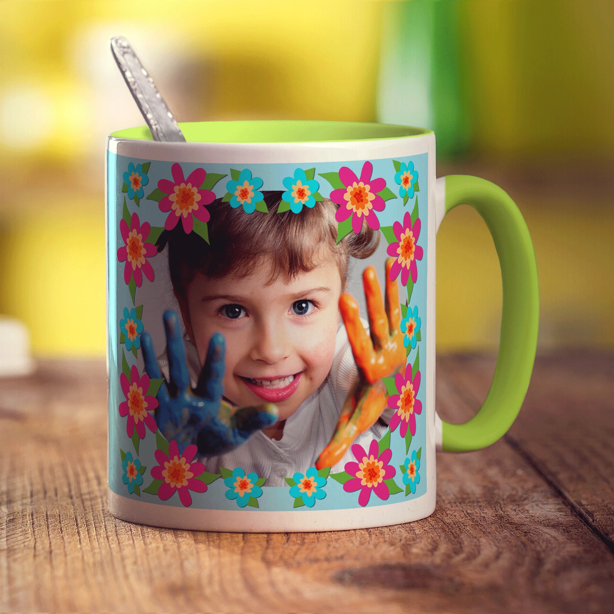 Colourful Flower Frame Photo Mug - Image 5