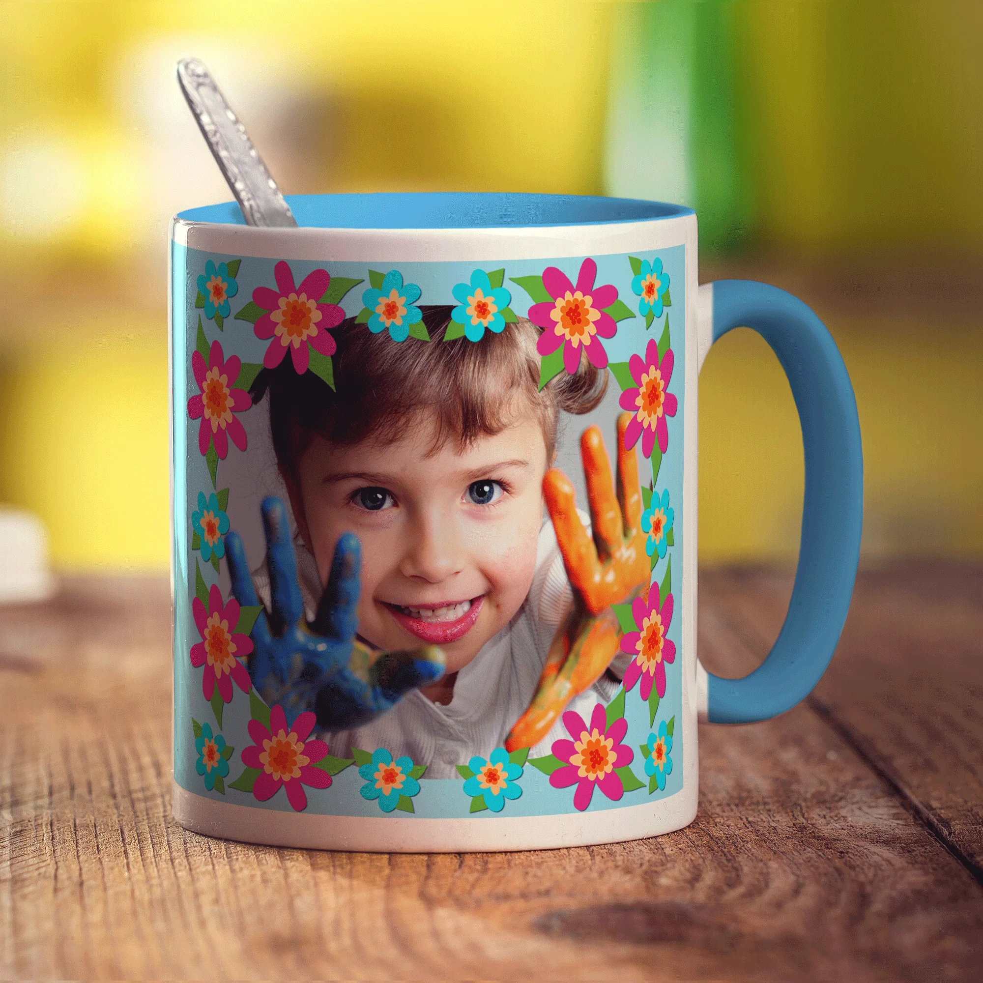 Colourful Flower Frame Photo Mug - Image 6