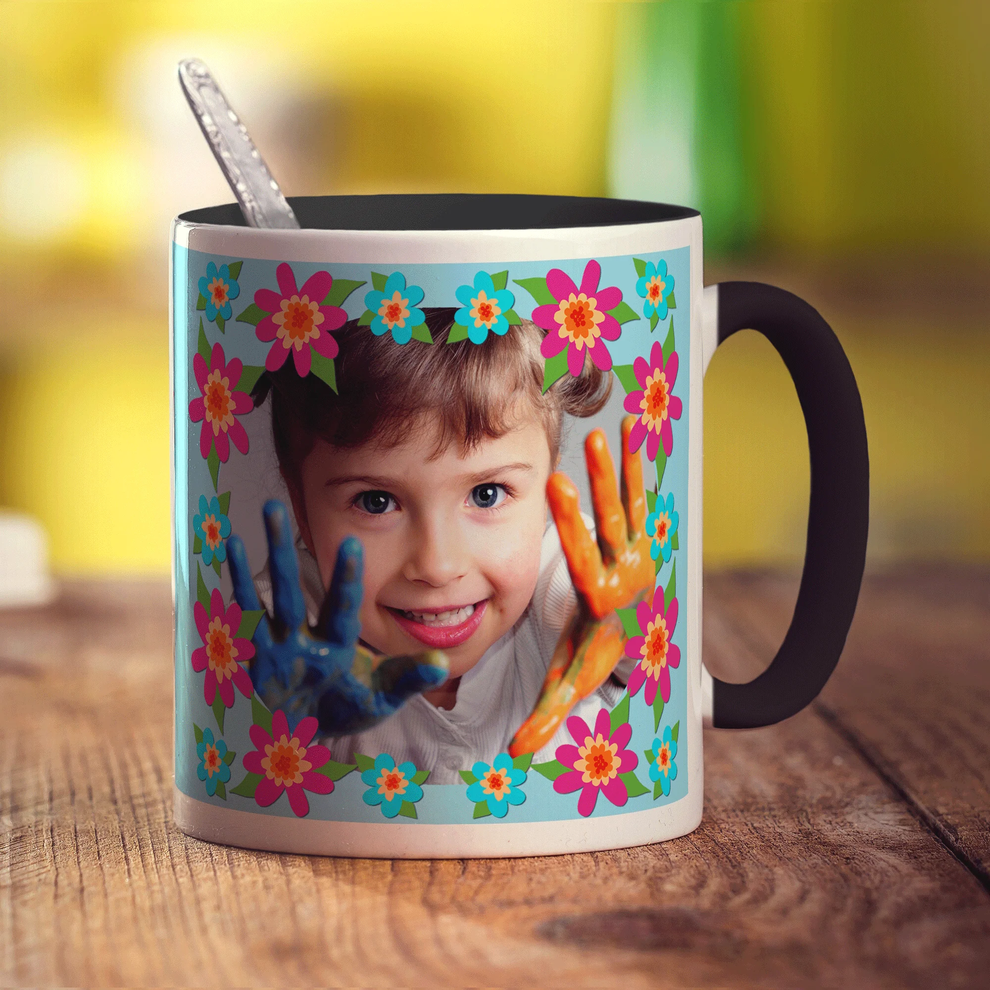 Colourful Flower Frame Photo Mug - Image 8