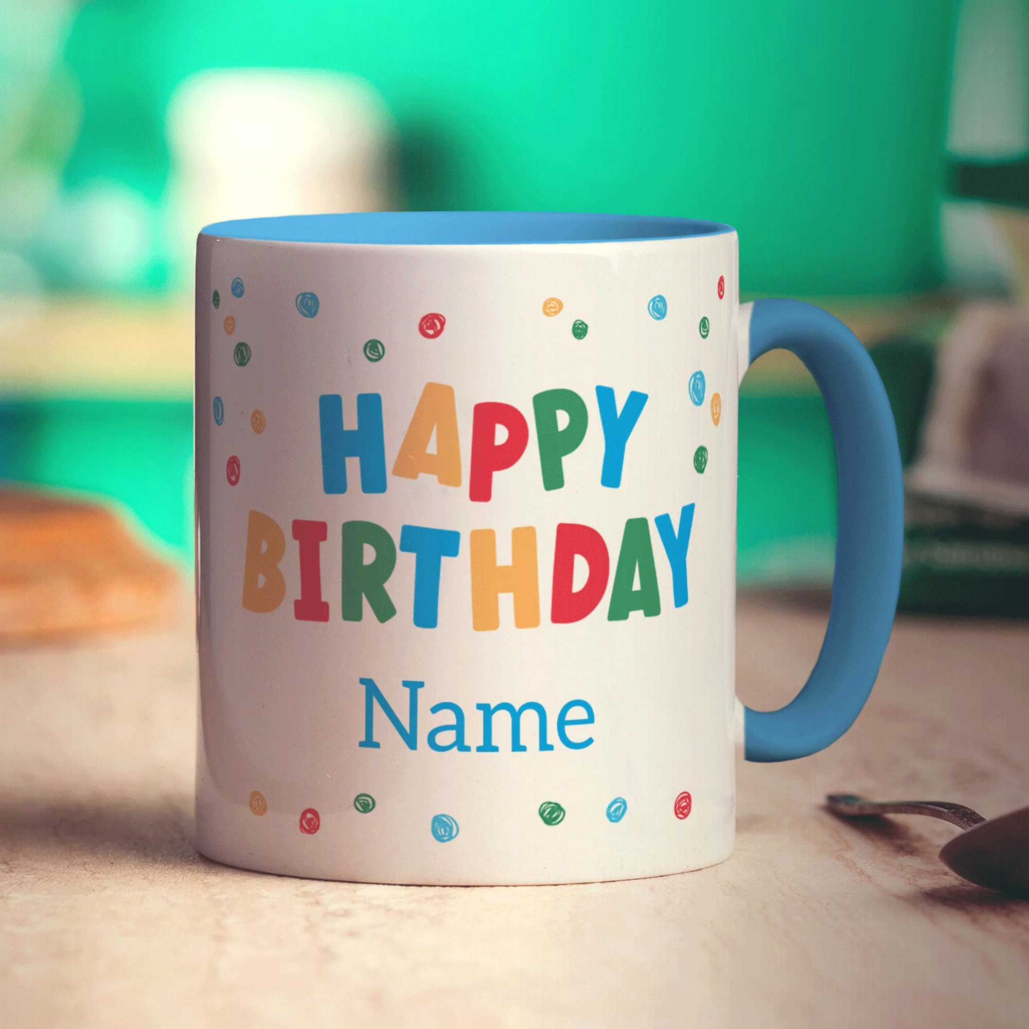 Colourful 'Happy Birthday' Photo & Name Mug - Image 10