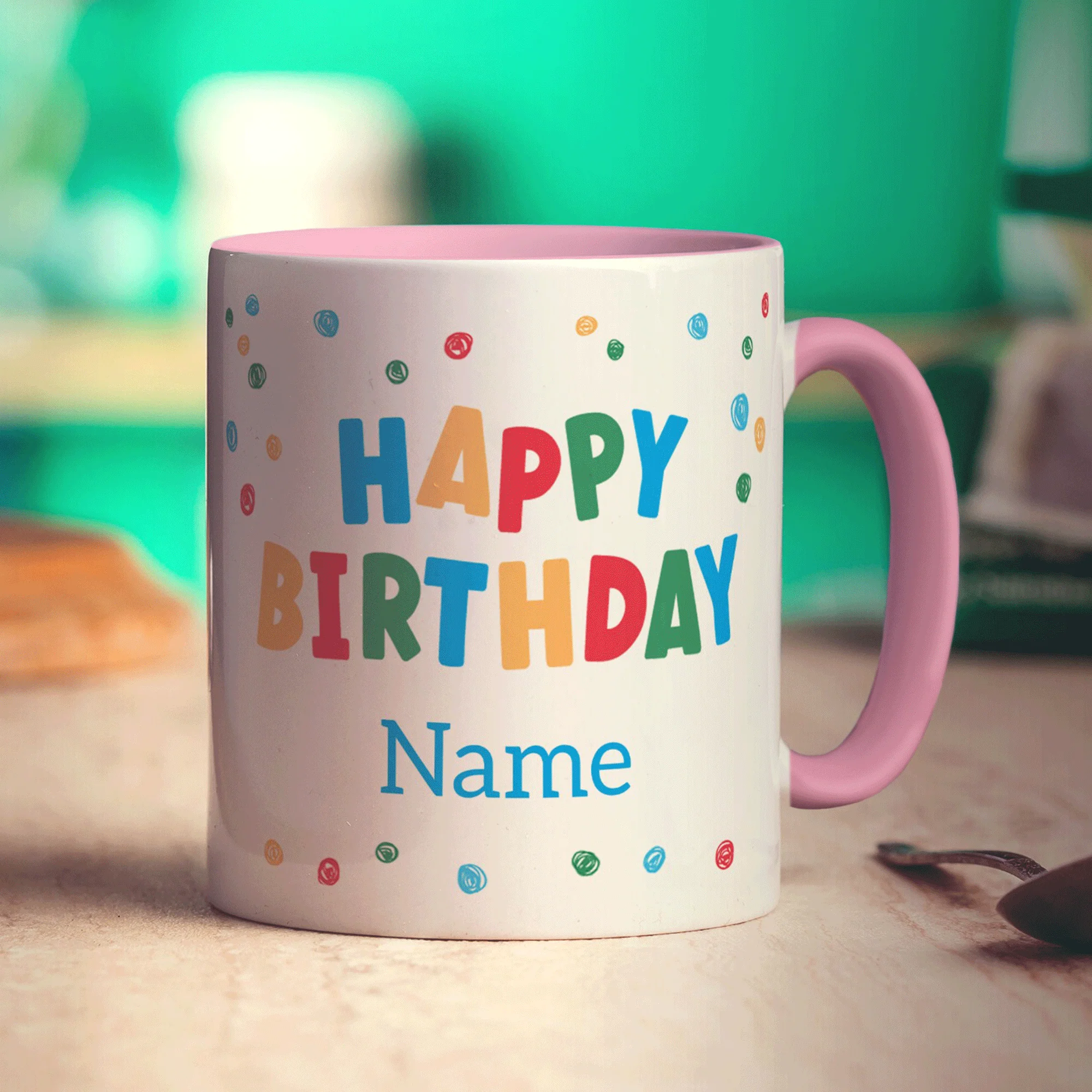 Colourful 'Happy Birthday' Photo & Name Mug - Image 12