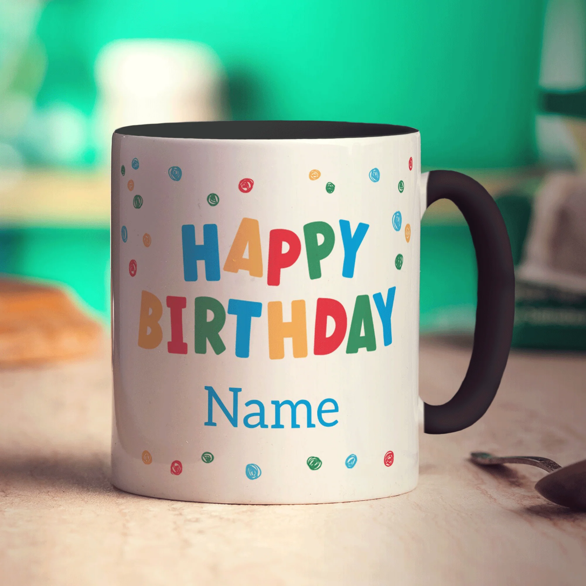 Colourful 'Happy Birthday' Photo & Name Mug - Image 14