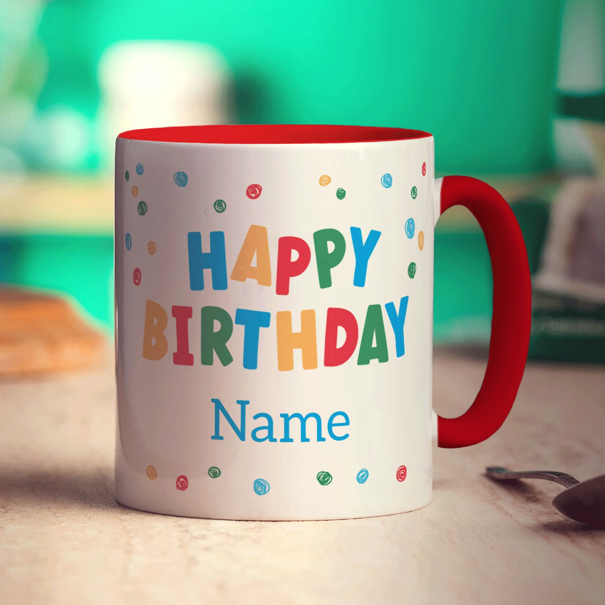 Colourful 'Happy Birthday' Photo & Name Mug - Image 16