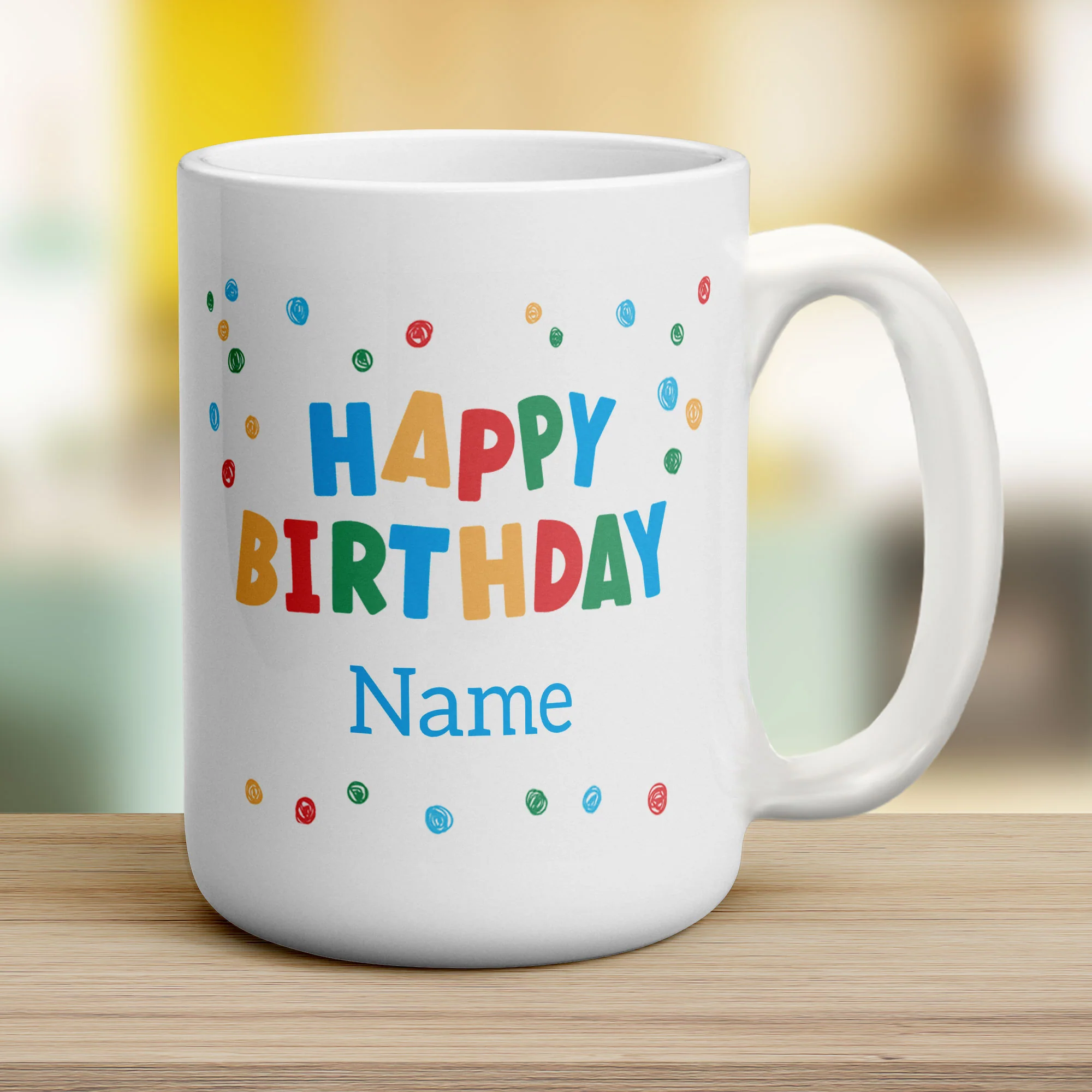 Colourful 'Happy Birthday' Photo & Name Mug - Image 19