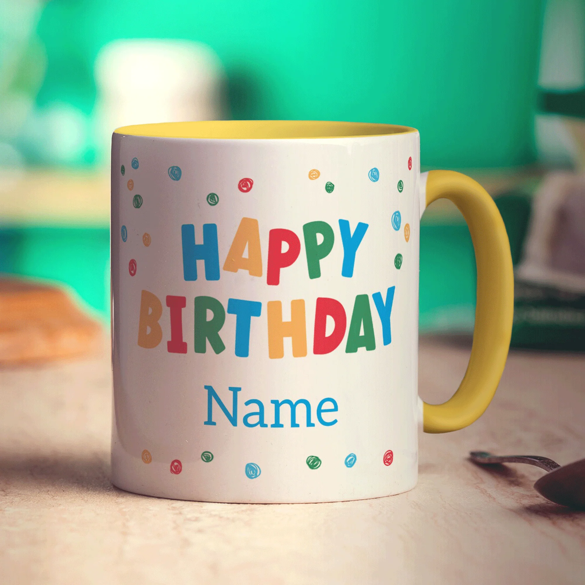 Colourful 'Happy Birthday' Photo & Name Mug - Image 4