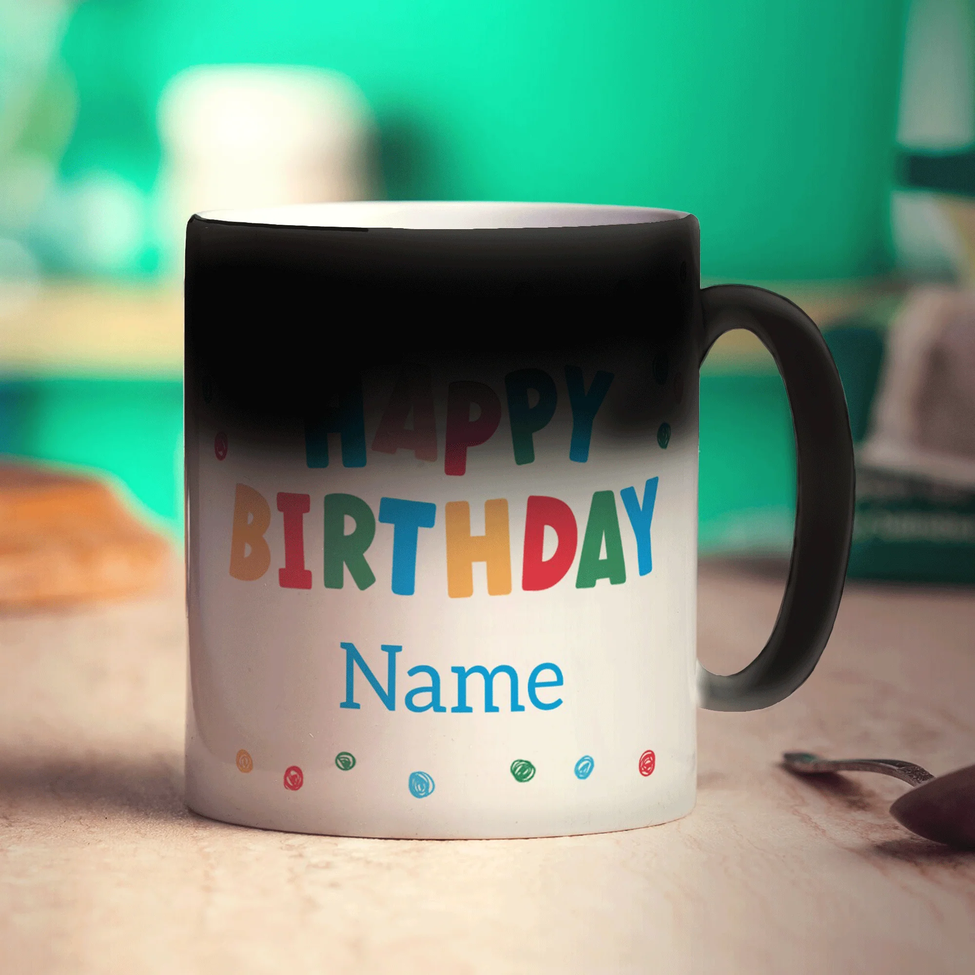 Colourful 'Happy Birthday' Photo & Name Mug - Image 6