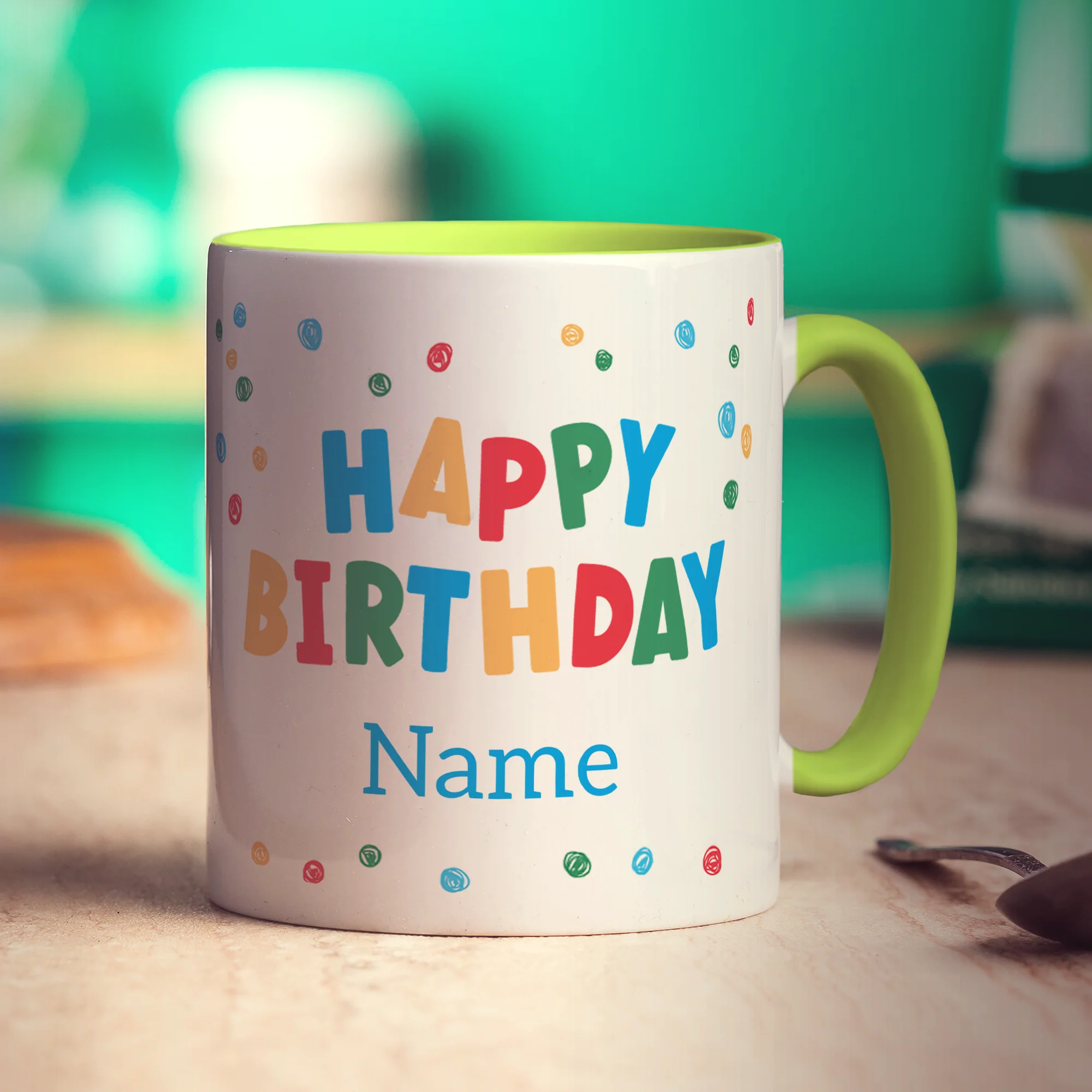 Colourful 'Happy Birthday' Photo & Name Mug - Image 8