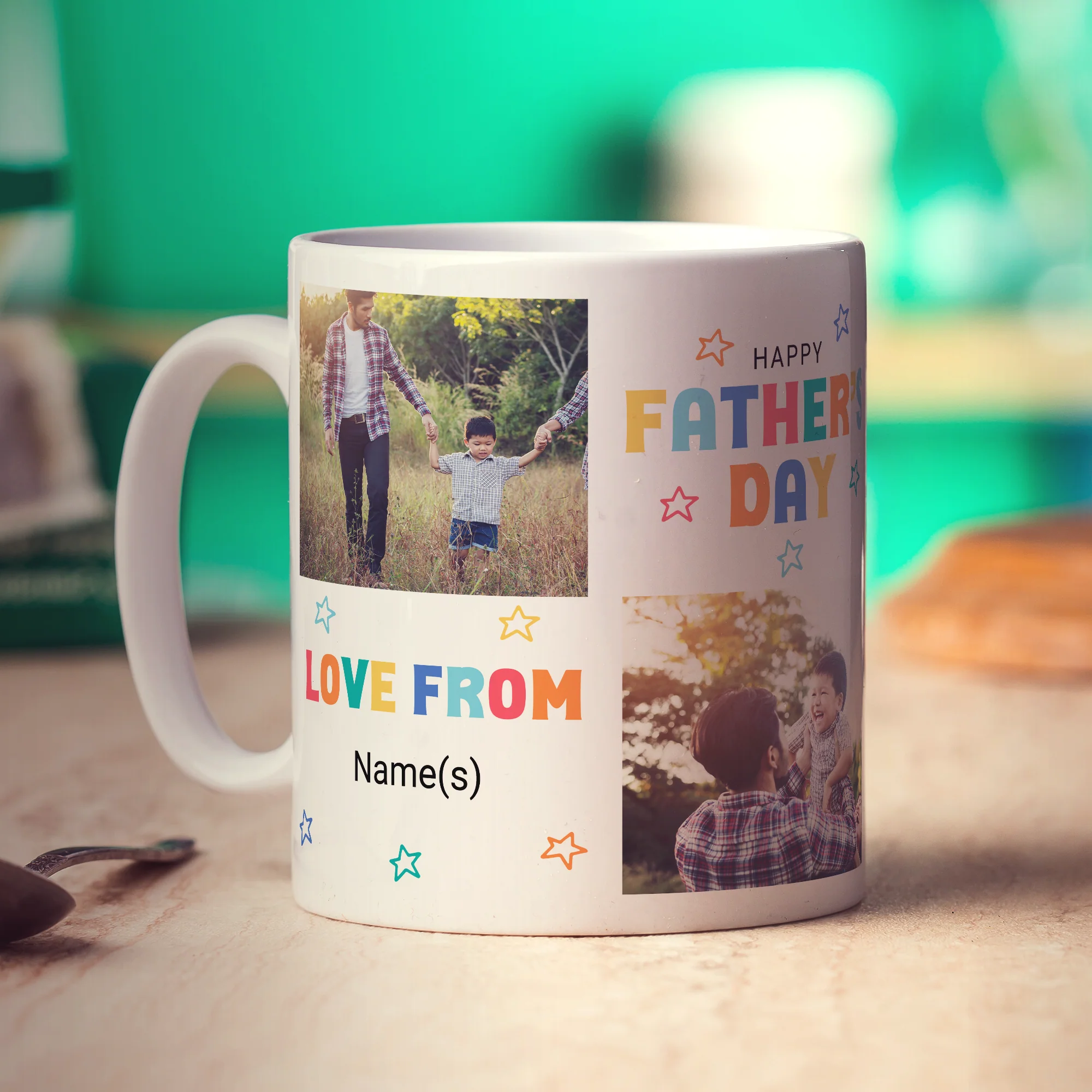 Colourful Happy Father's Day Photo and Text Mug - Image 2