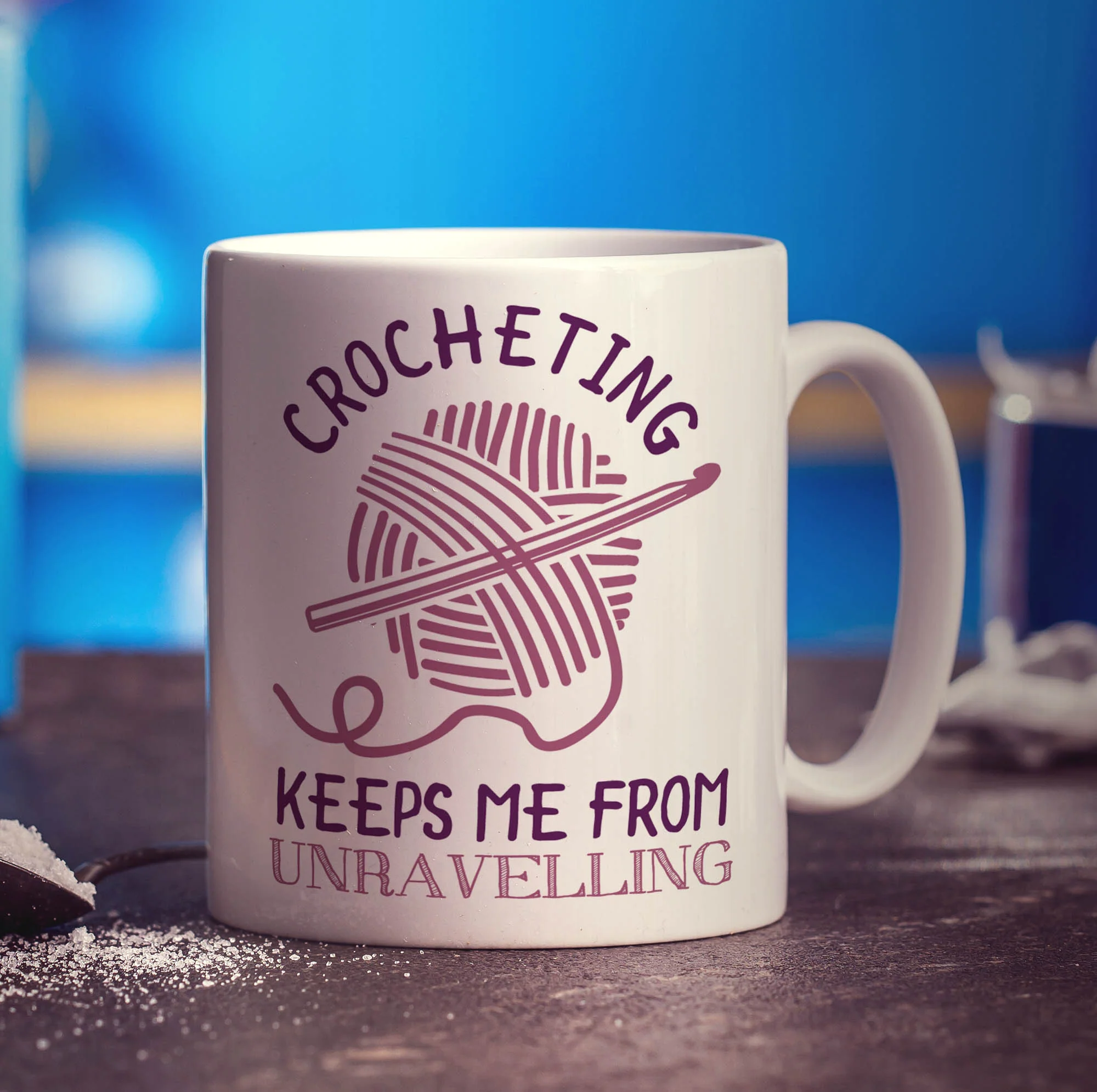 Crocheting Keeps Me From Unravelling Mug - Image 3