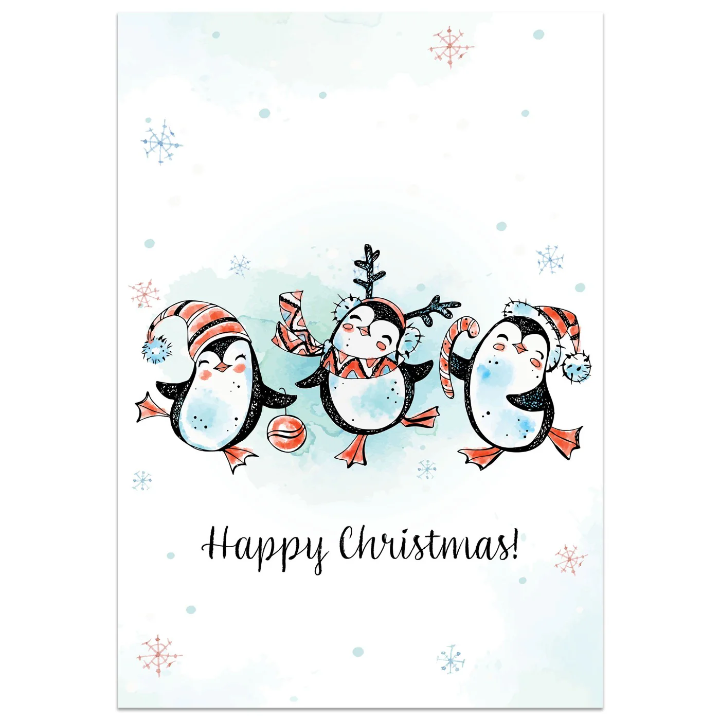 Dancing Penguins Christmas Card