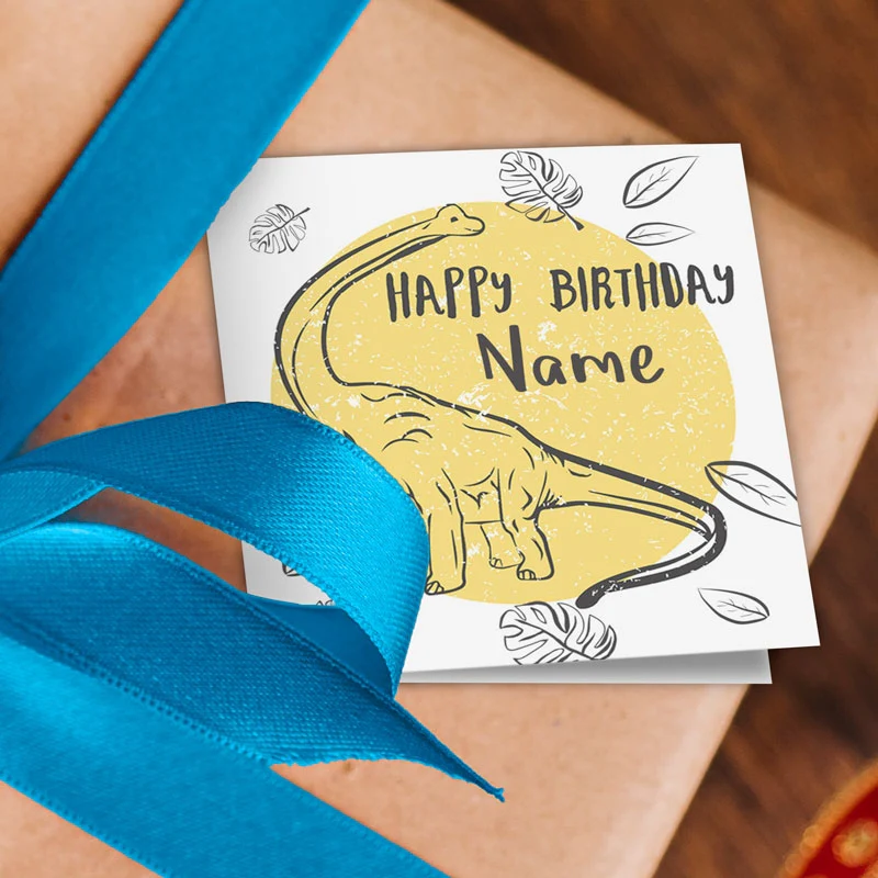 Dinosaur Birthday Name Wrapping Paper - Image 2