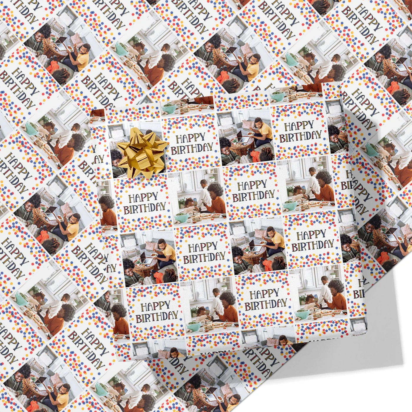 Dotty Birthday Photo Wrapping Paper