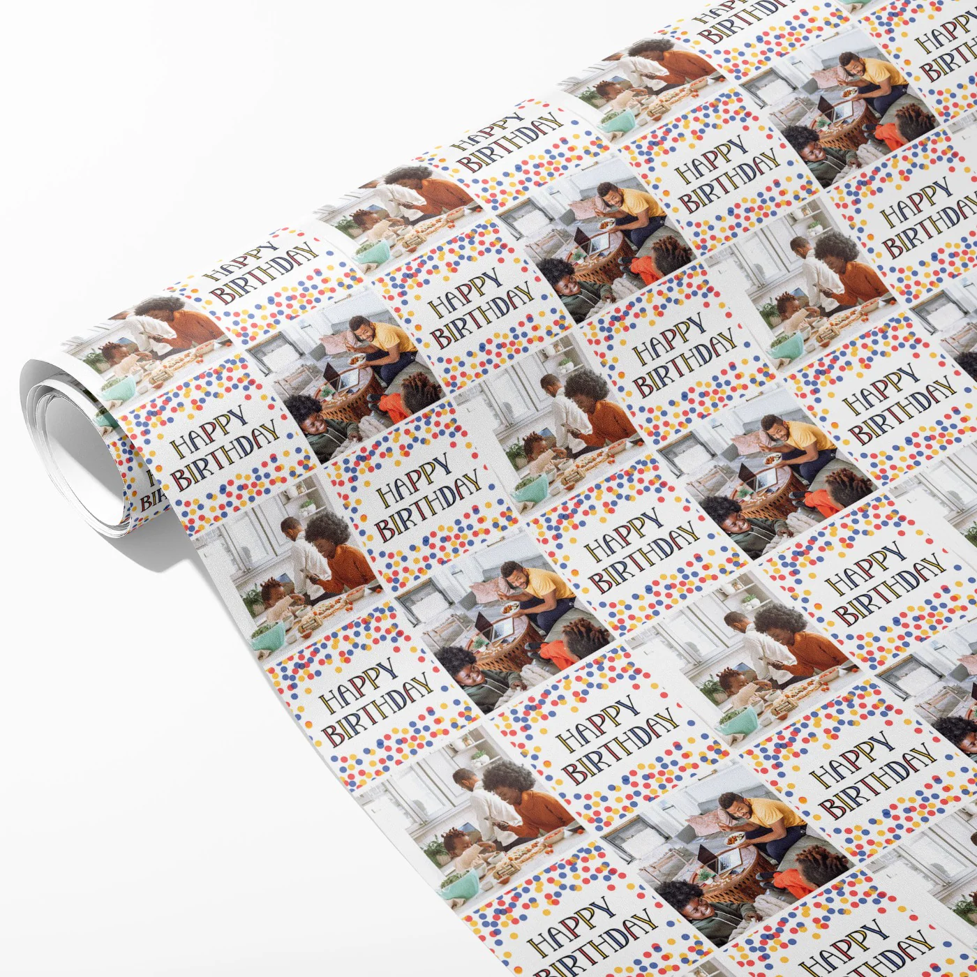 Dotty Birthday Photo Wrapping Paper - Image 2