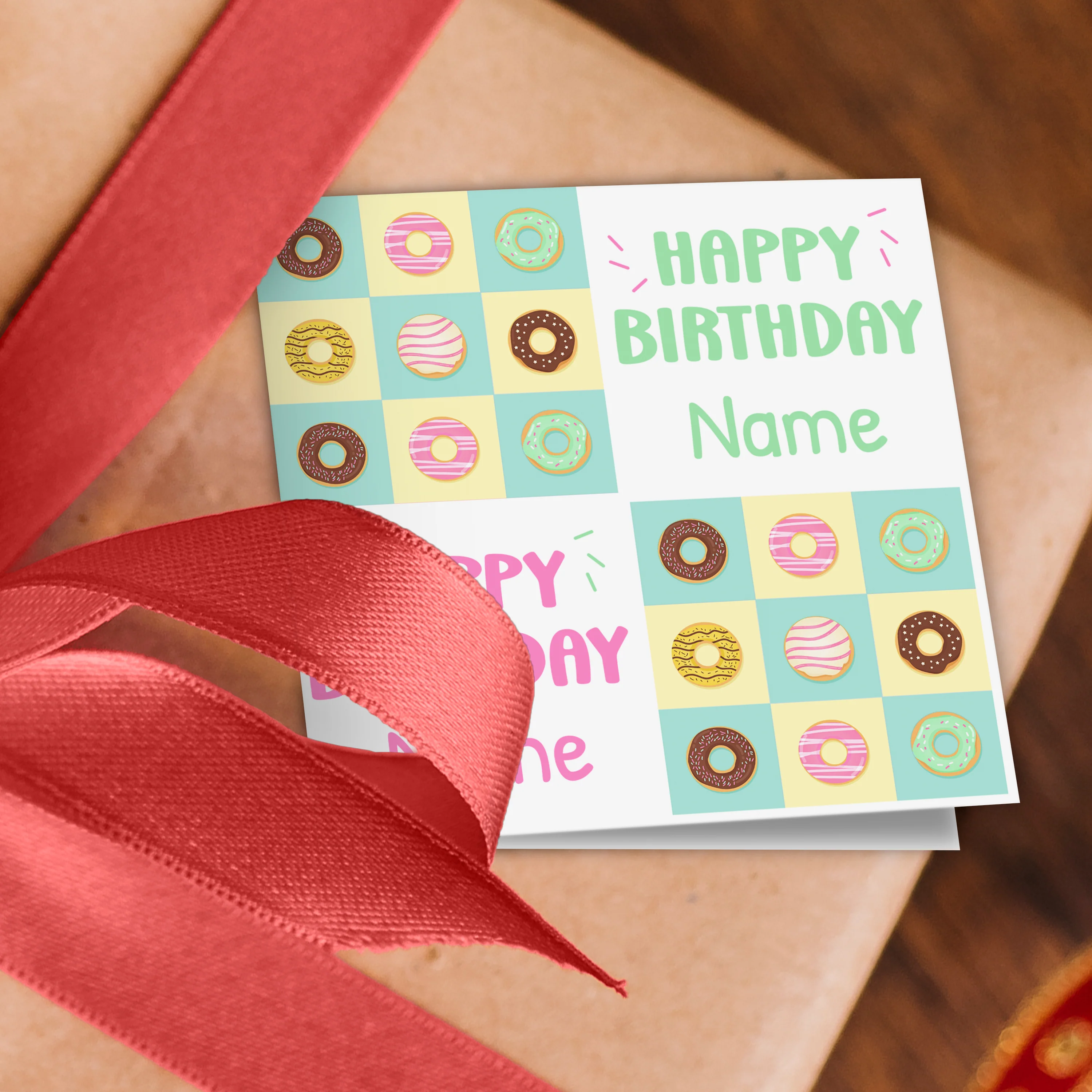 Doughnut Happy Birthday Name Wrapping Paper - Image 3