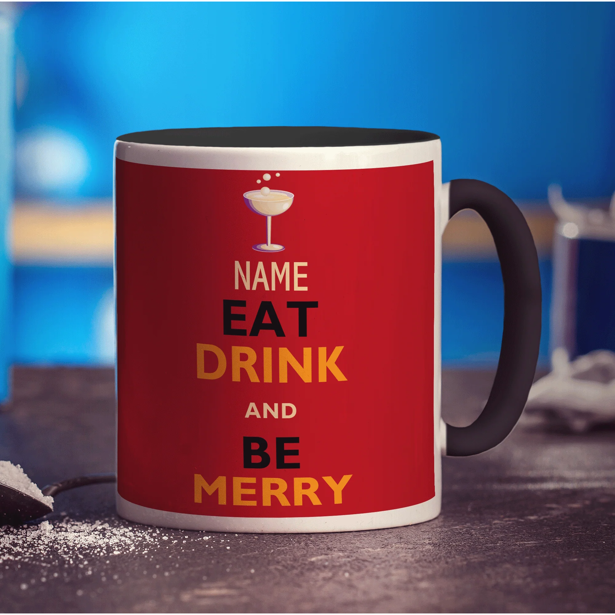 Eat Drink And Be Merry' Name Mug - Image 8