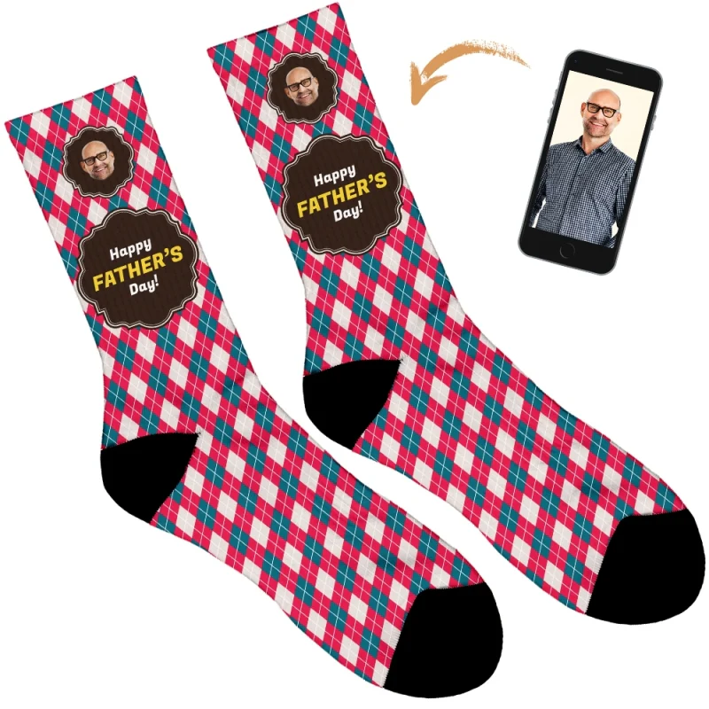 Happy Father's Day Argyle Personalised Socks - Image 10
