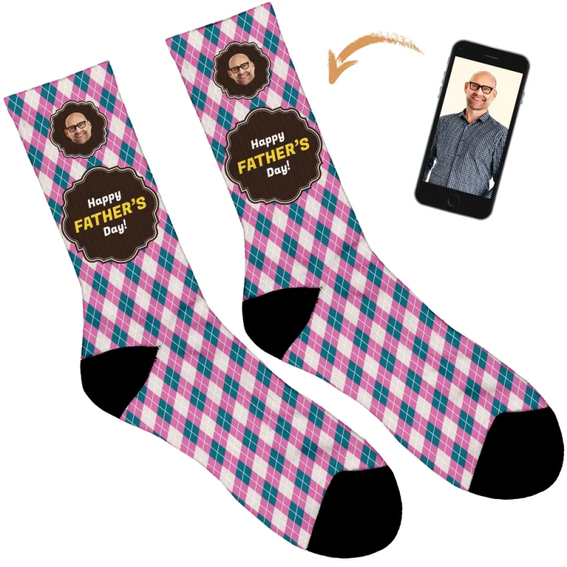 Happy Father's Day Argyle Personalised Socks - Image 2