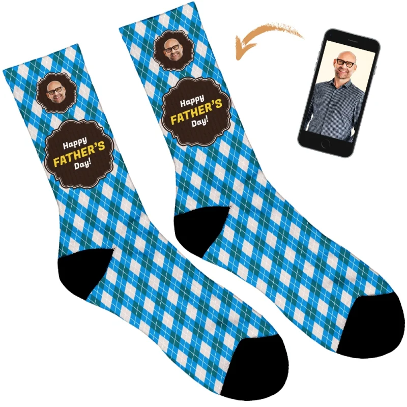 Happy Father's Day Argyle Personalised Socks - Image 23