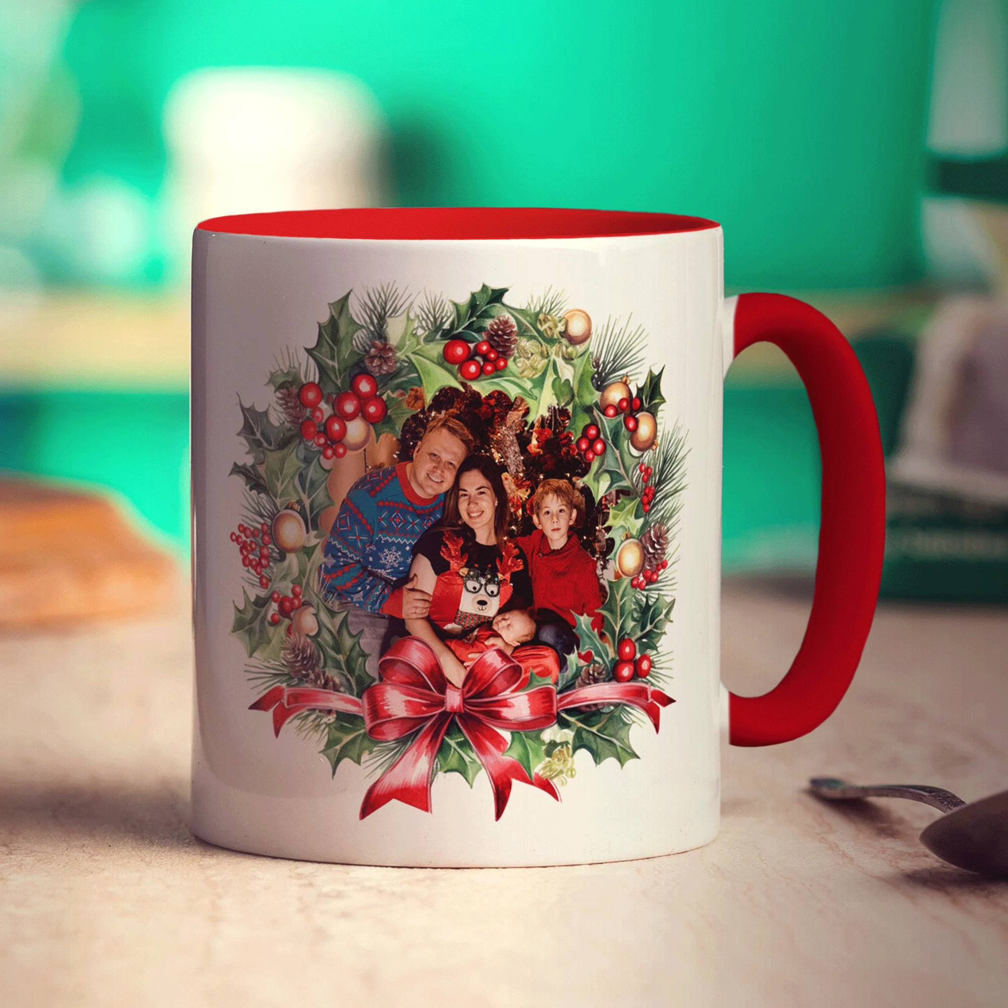 Festive Wreath Double Sided Photo Mug - Image 10