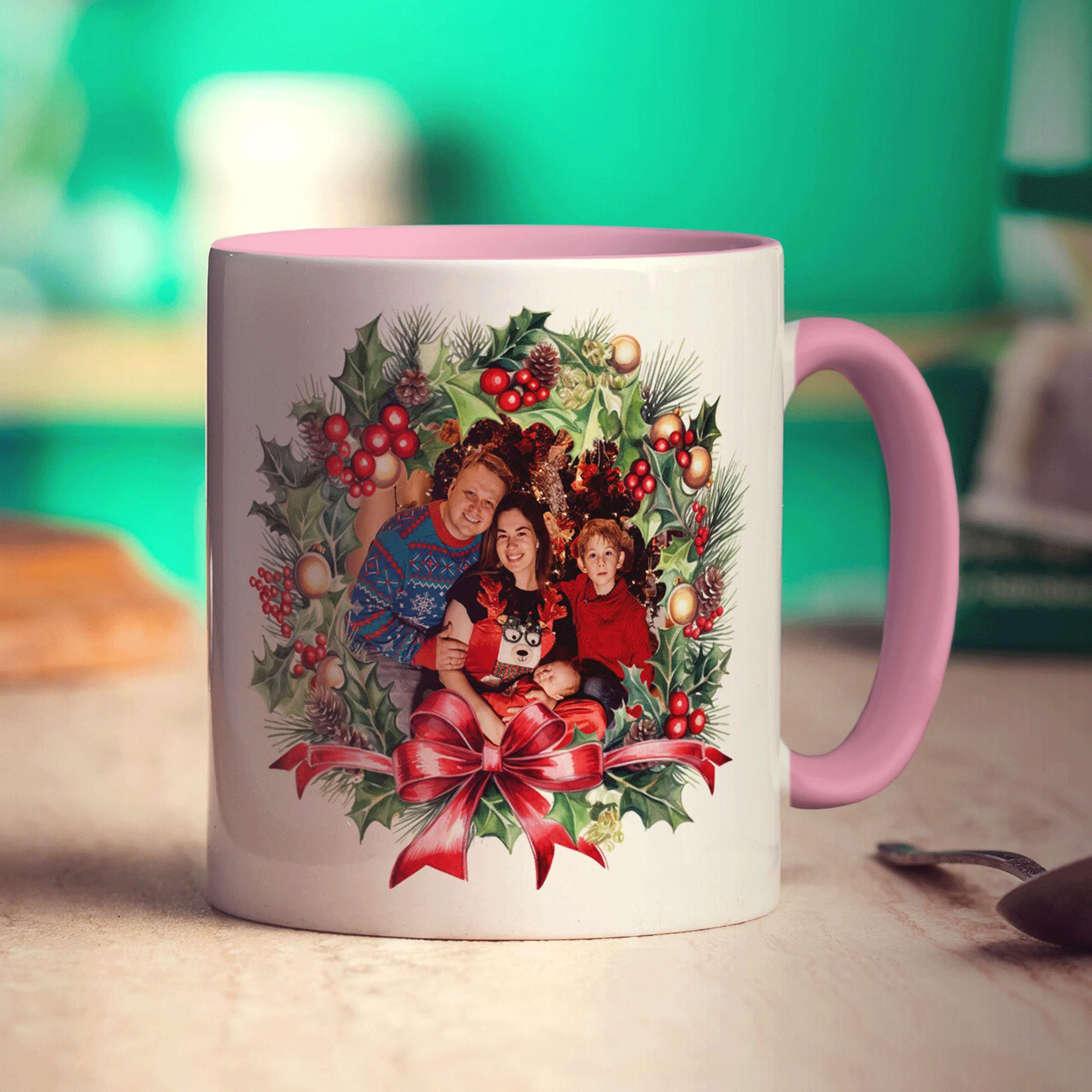 Festive Wreath Double Sided Photo Mug - Image 8