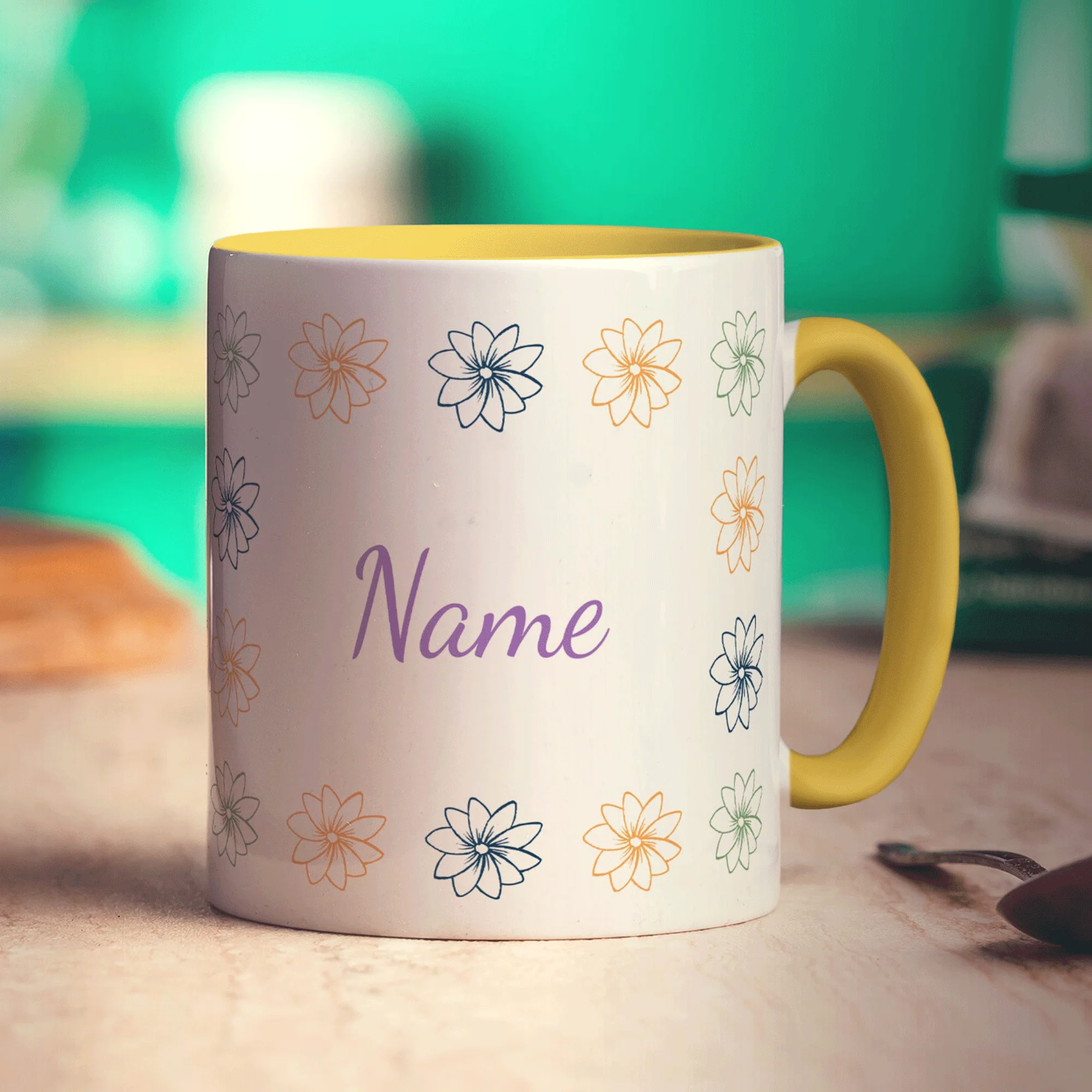 Flower Pattern Name Mug - Image 7