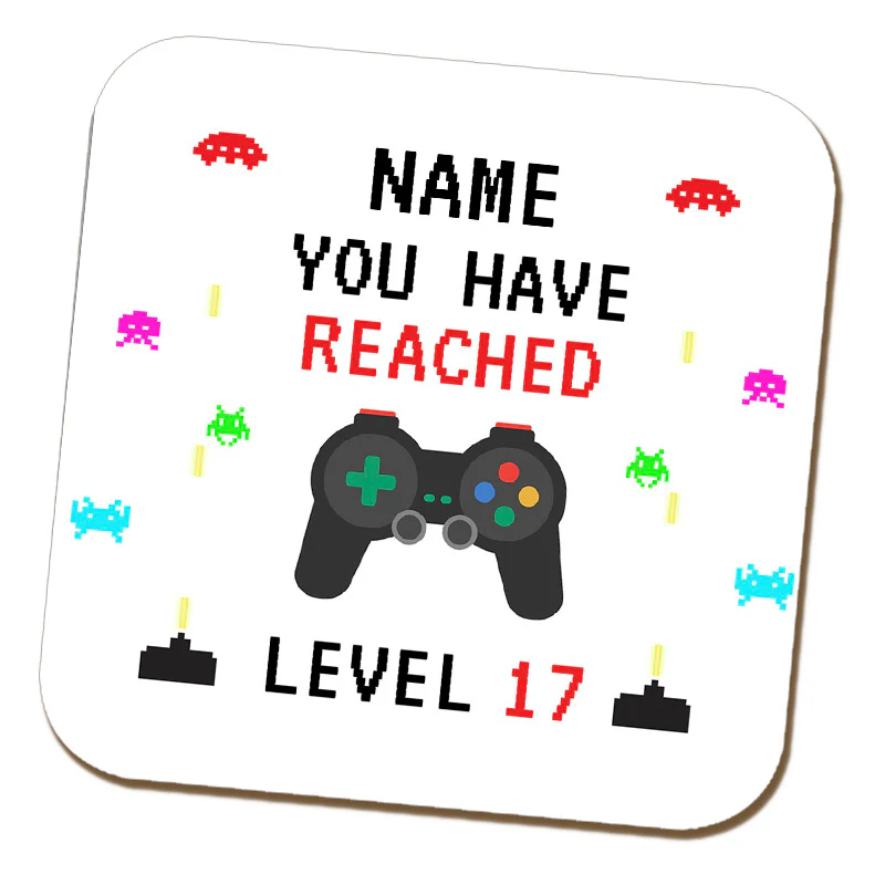 Gamer 17th Birthday Name Coaster