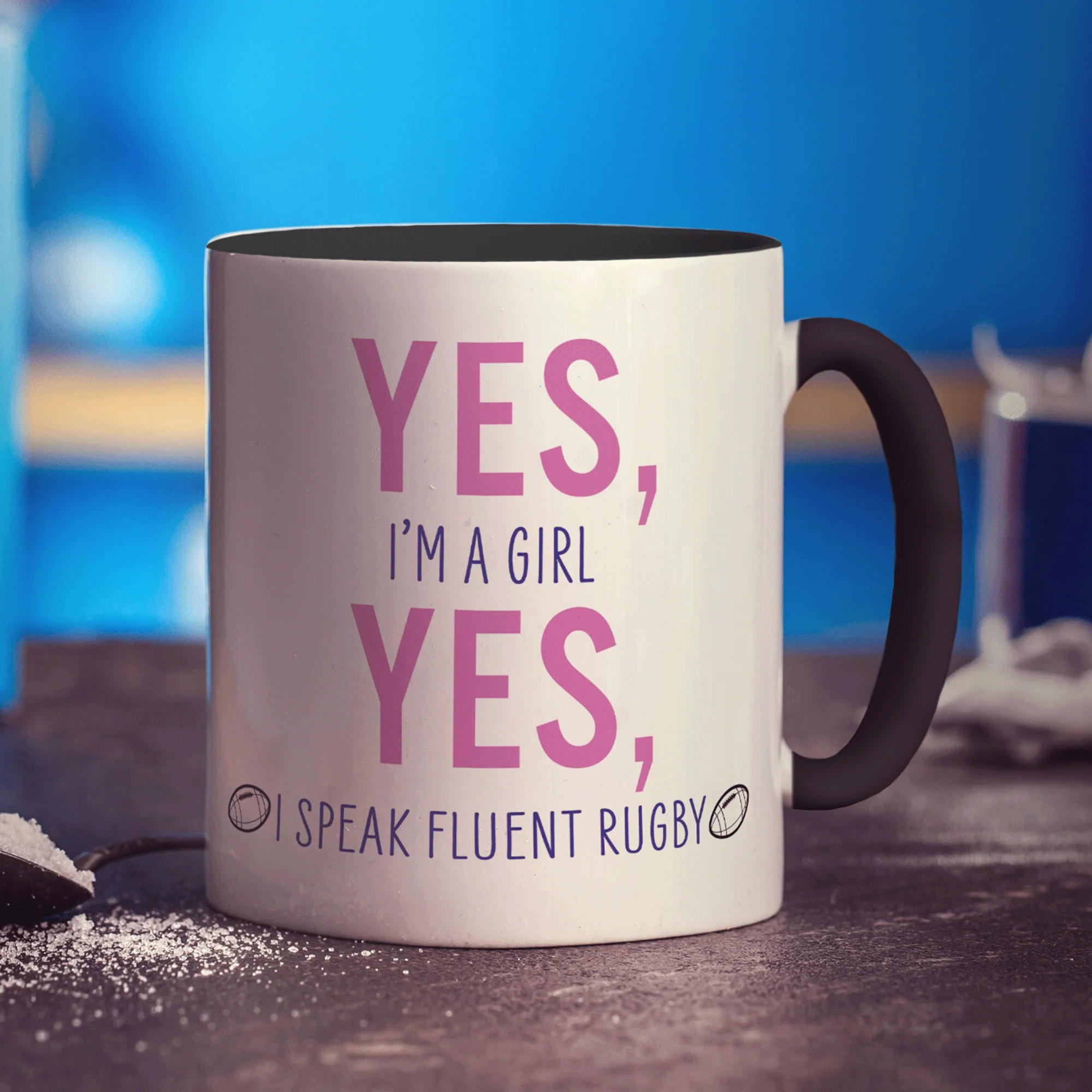 Yes, I'm a Girl Yes, I Speak Fluent Rugby Mug - Image 10