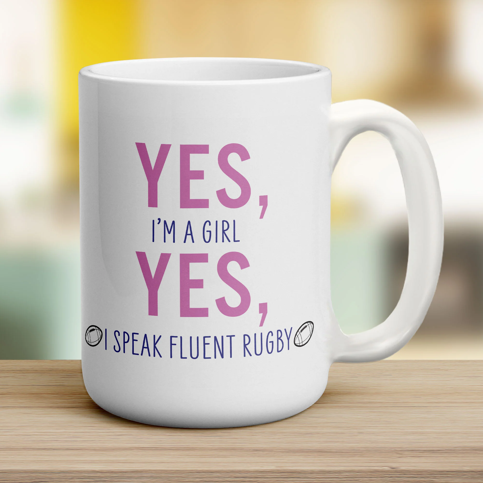 Yes, I'm a Girl Yes, I Speak Fluent Rugby Mug - Image 12