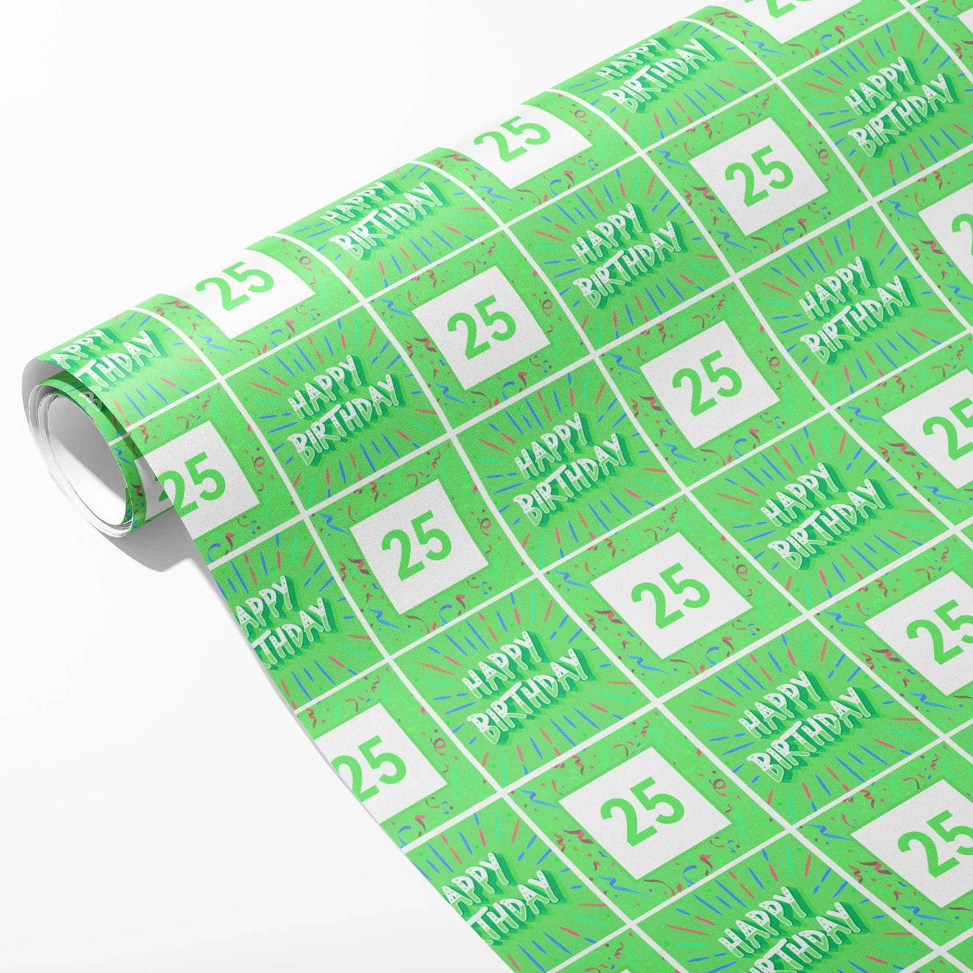 Green Happy Birthday Wrapping Paper - Add Any Age - Image 2
