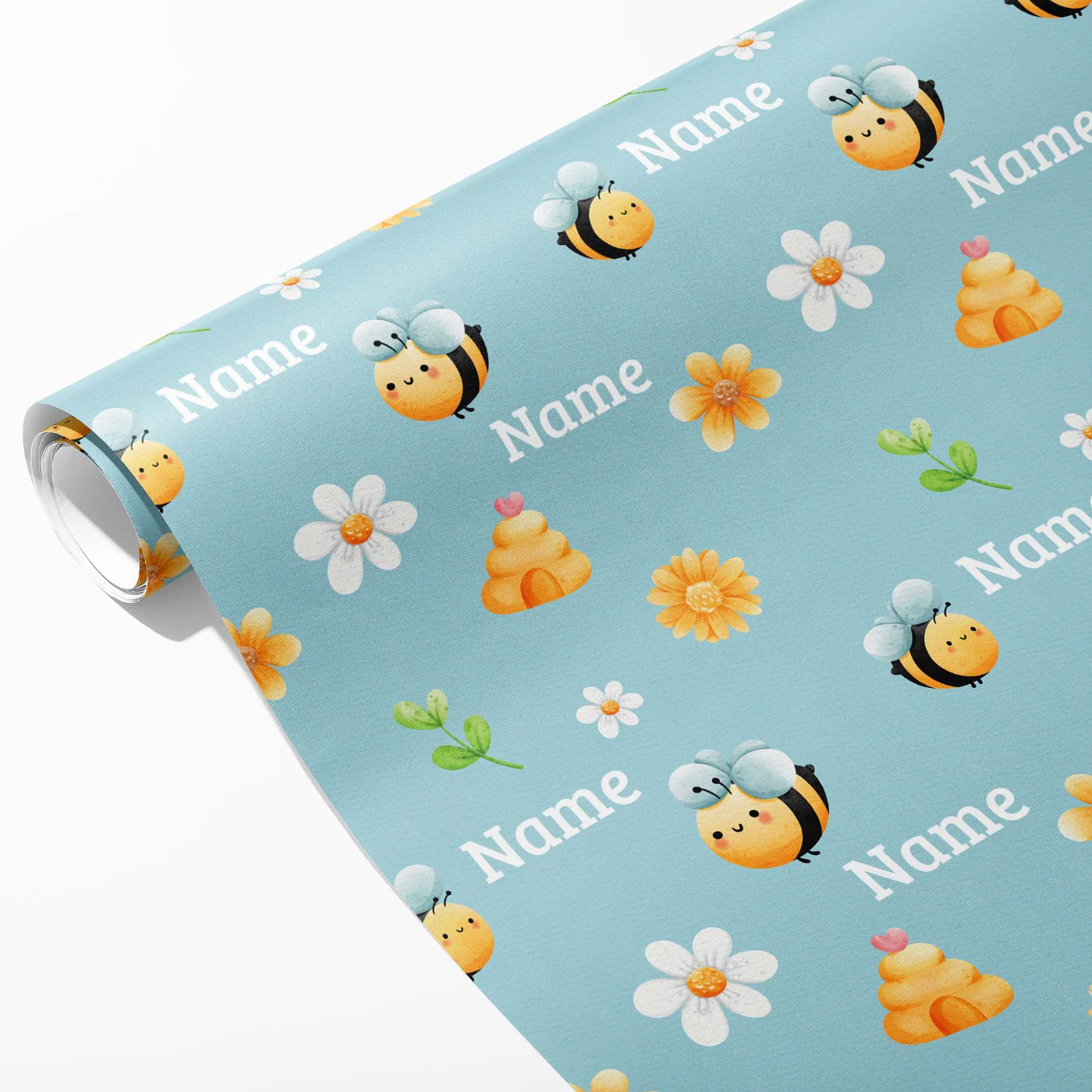 Happy Bee Name Wrapping Paper - Image 2