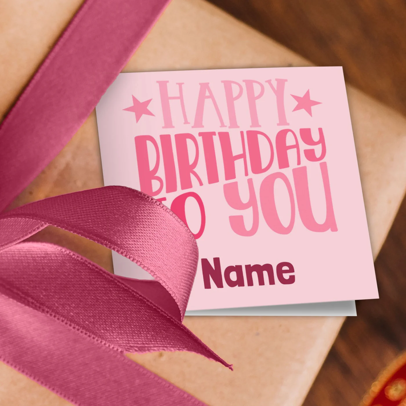 Happy Birthday Pink Pattern Name Wrapping Paper - Image 2