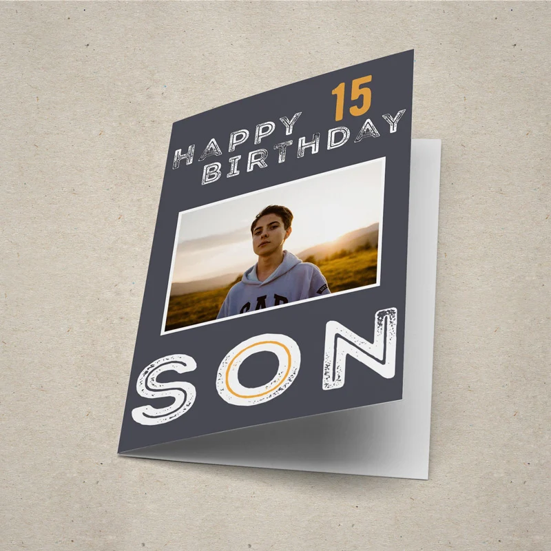Happy Birthday Son Photo Personalised Card - Image 3