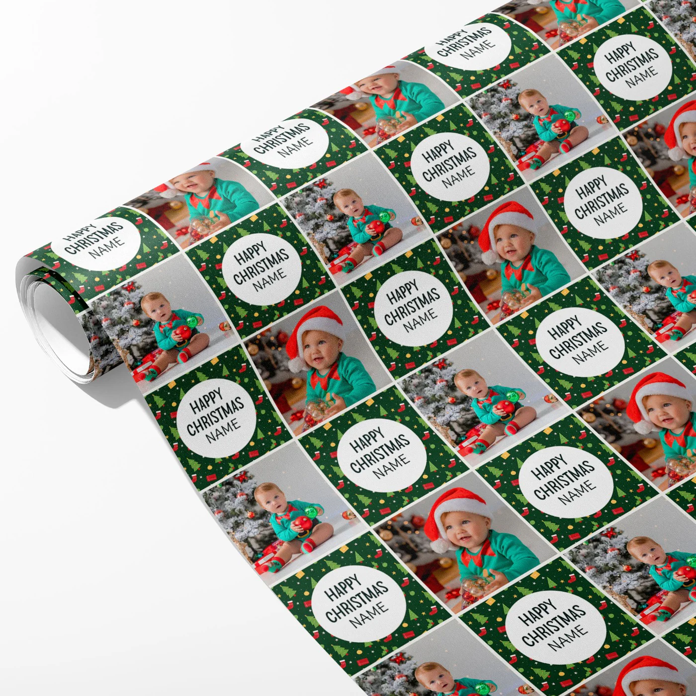 Happy Christmas Name and Photo Wrapping Paper - Image 2