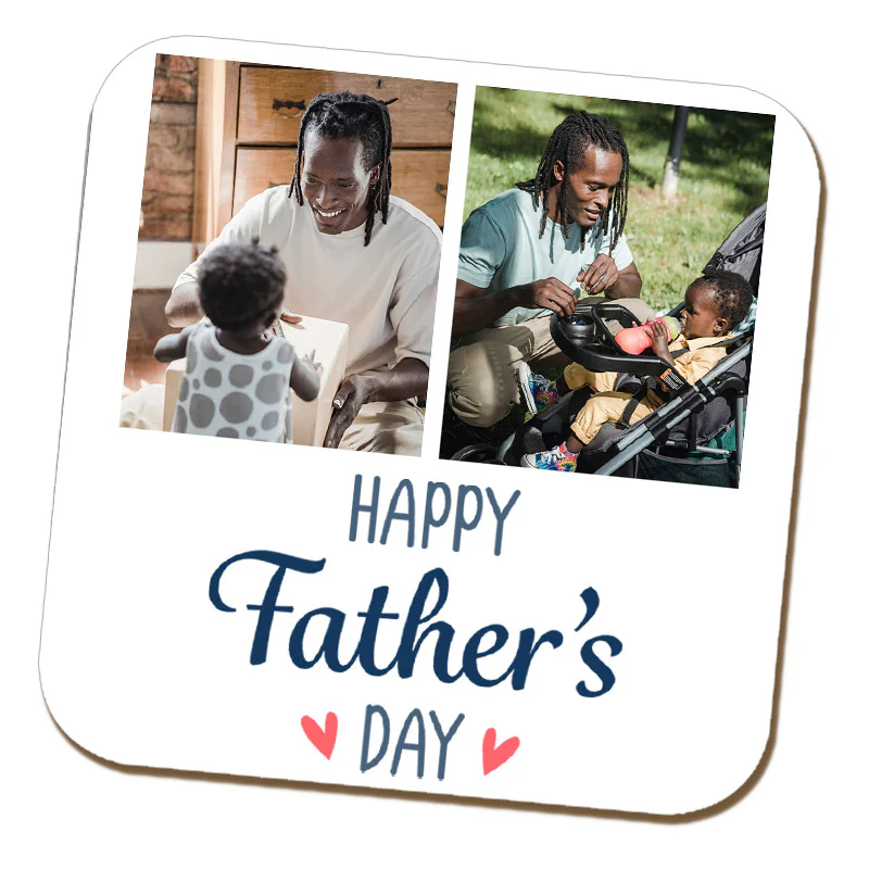 Happy Father's Day Two Photo Coaster