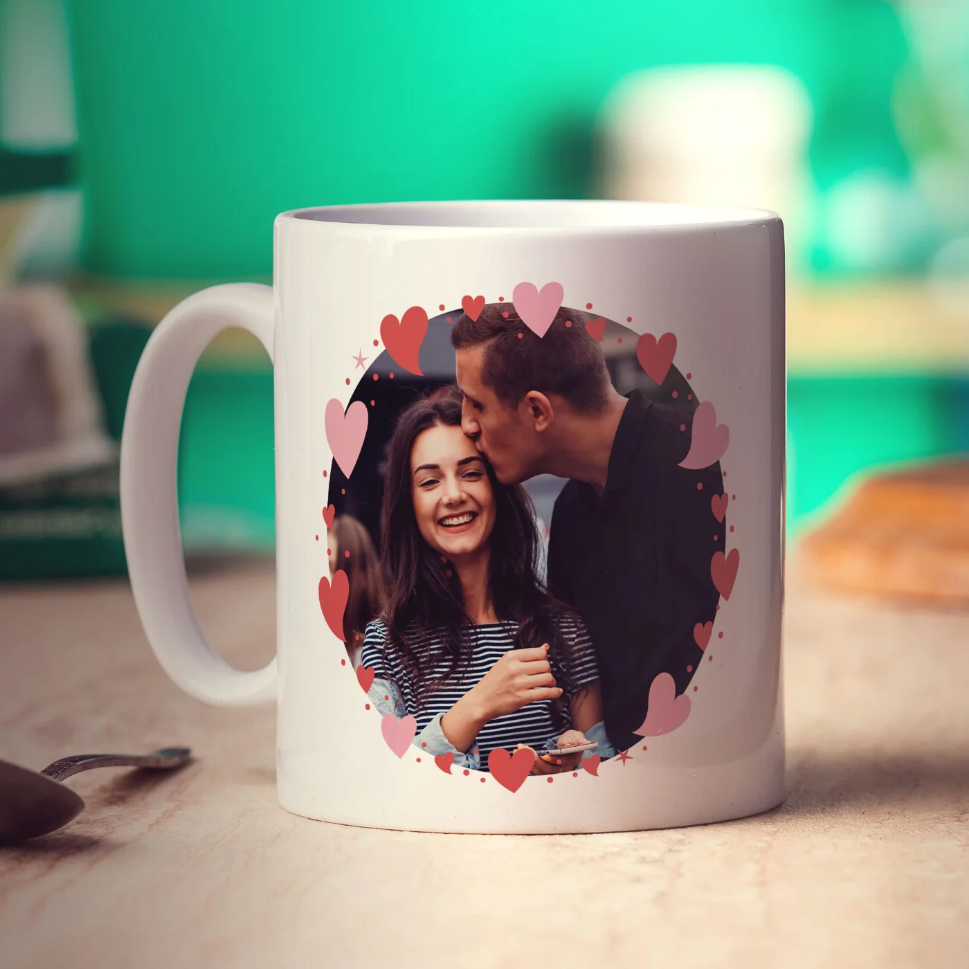 Happy Valentine's Day Circle Photo Mug - Image 2