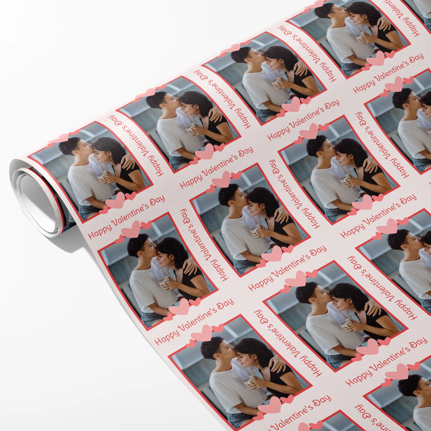 Heart Frame Valentine's Day Photo Wrapping Paper - Image 2