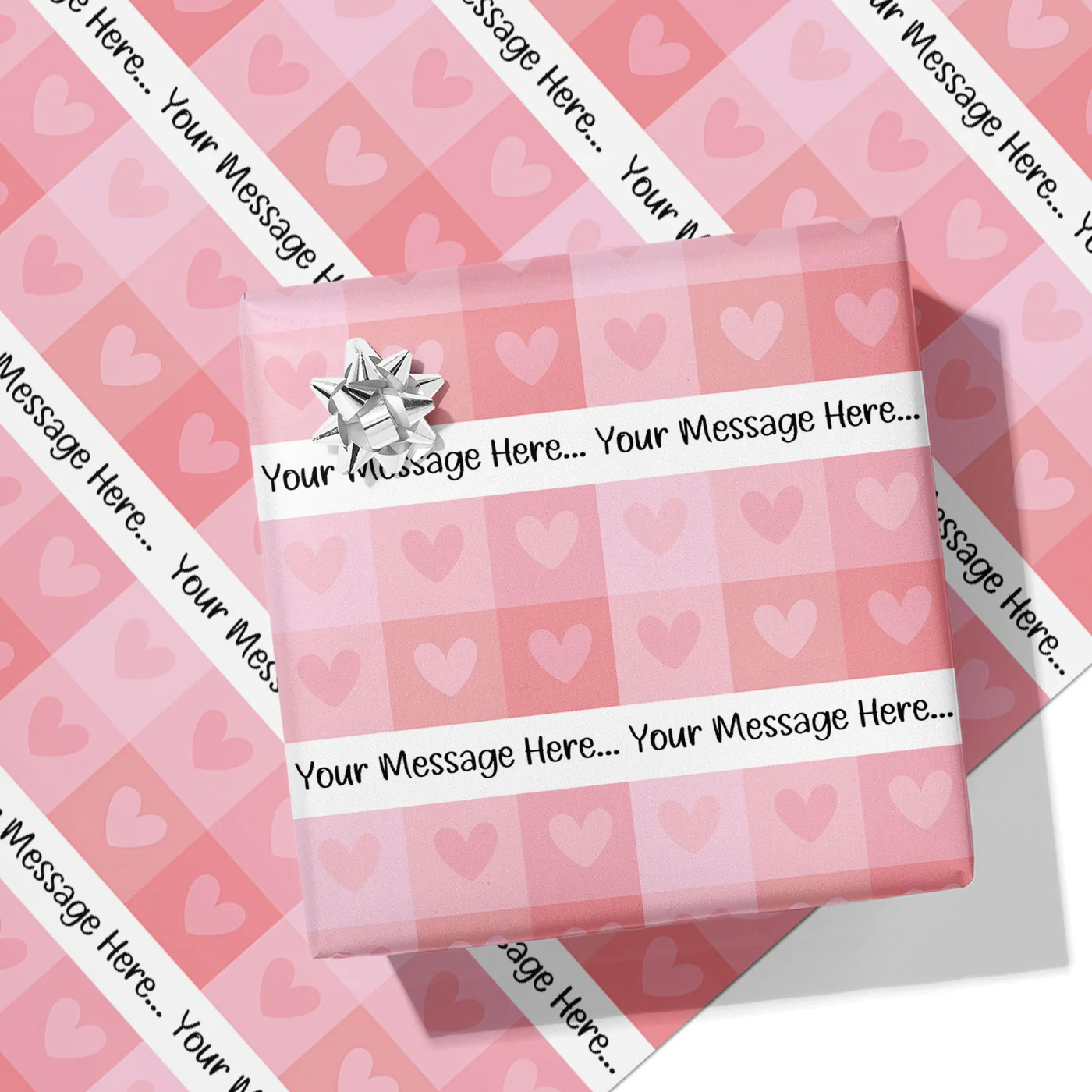 Heart Panel Message Wrapping Paper
