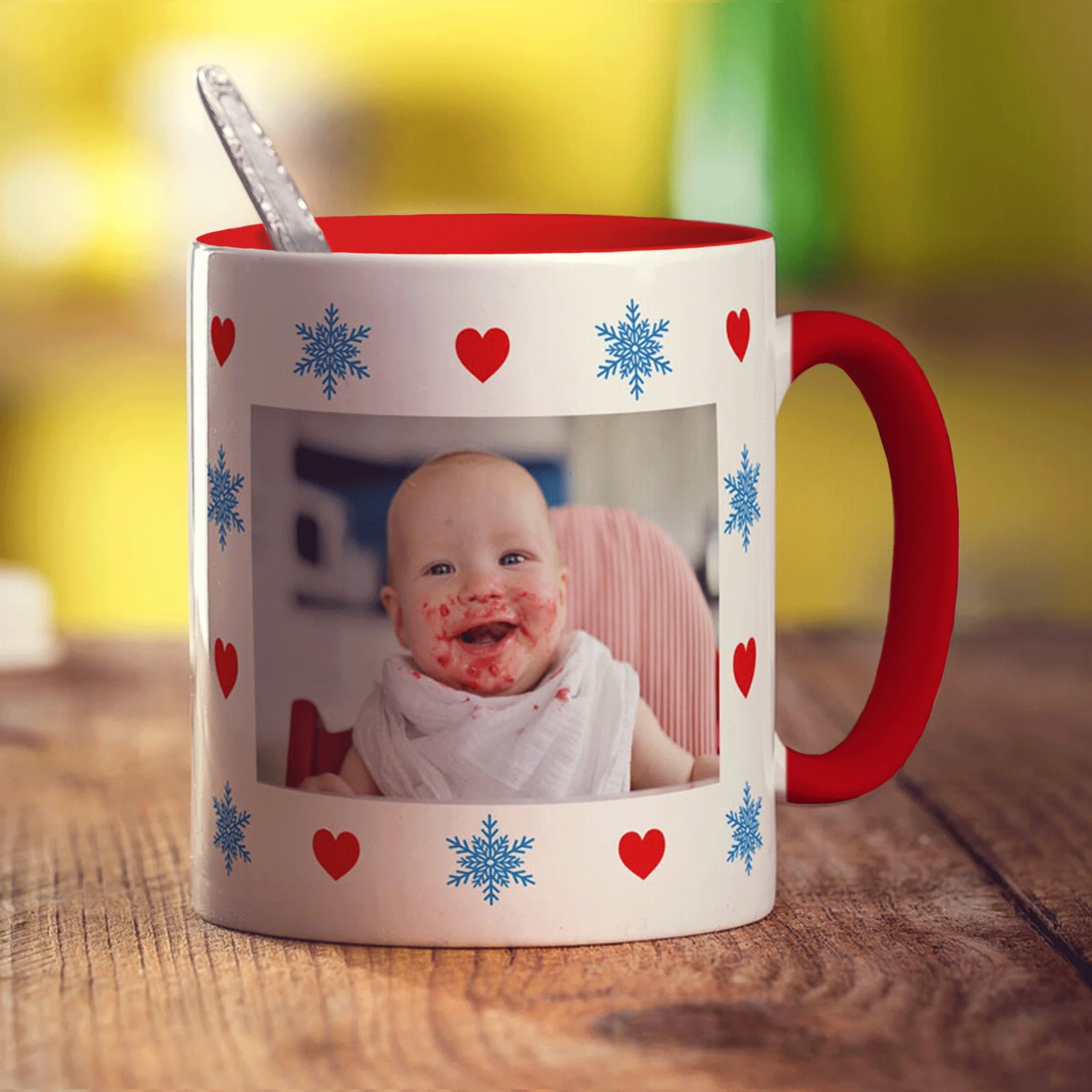 Hearts and Snowflakes Photo Mug - Image 9