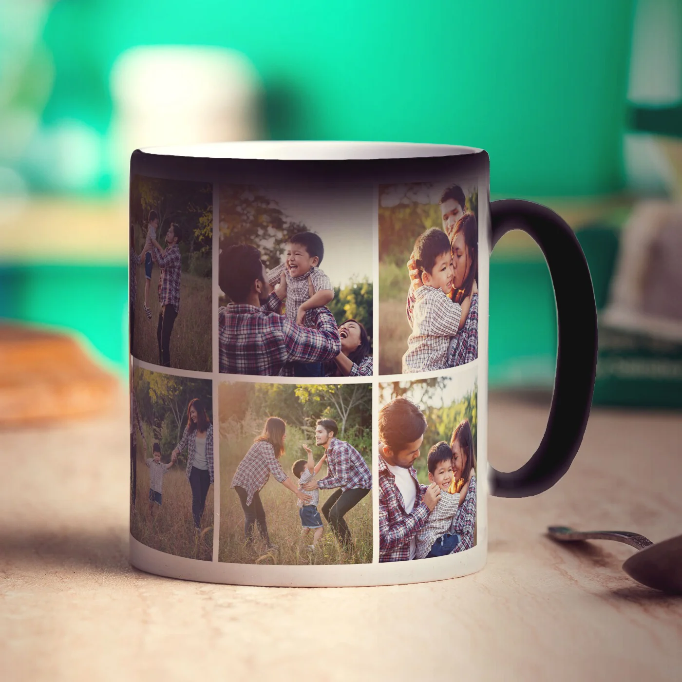 Magic Heat Sensitive Double Sided 6 Photo Grid Collage Mug - Image 3