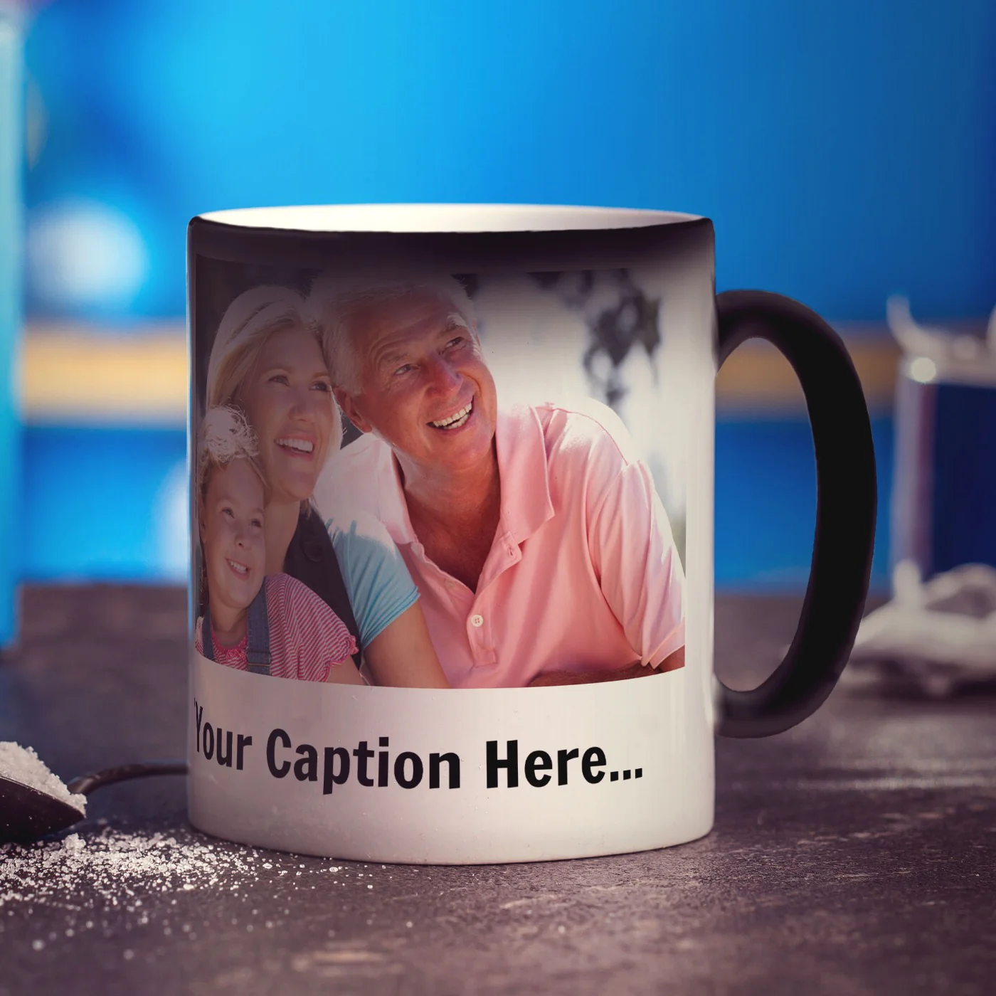 Magic Heat Sensitive Panoramic Photo Mug with Caption - Image 3