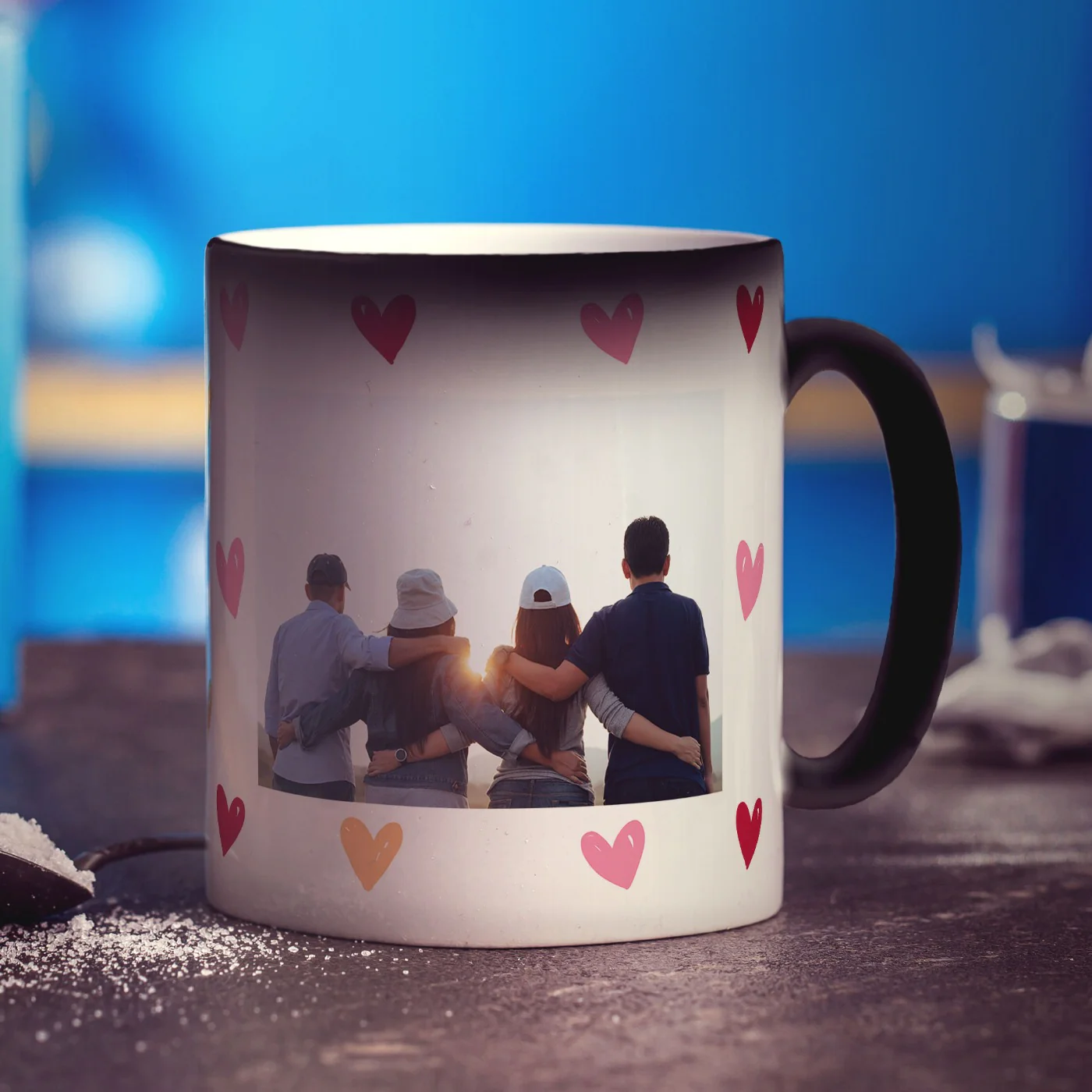 Magic Heat Sensitive Photo and Message Mug with Hearts - Image 2