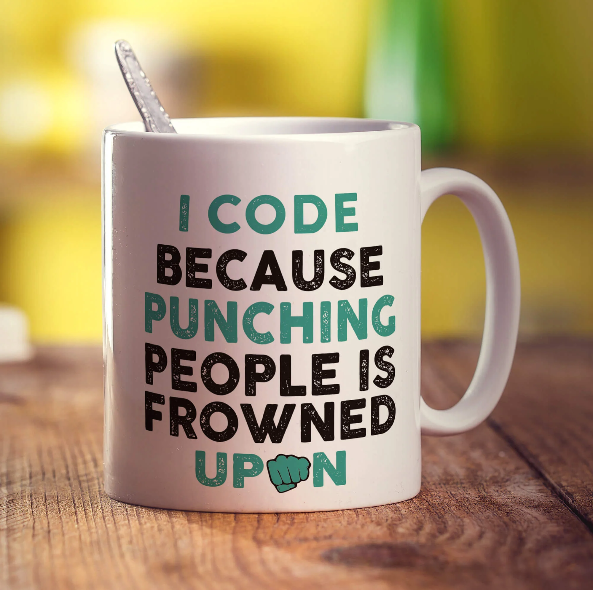 I Code Because Punching People is Frowned Upon Mug - Image 3