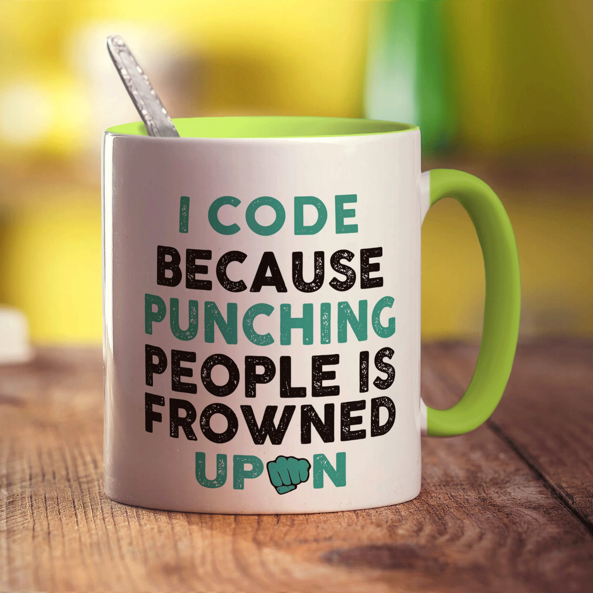 I Code Because Punching People is Frowned Upon Mug - Image 7
