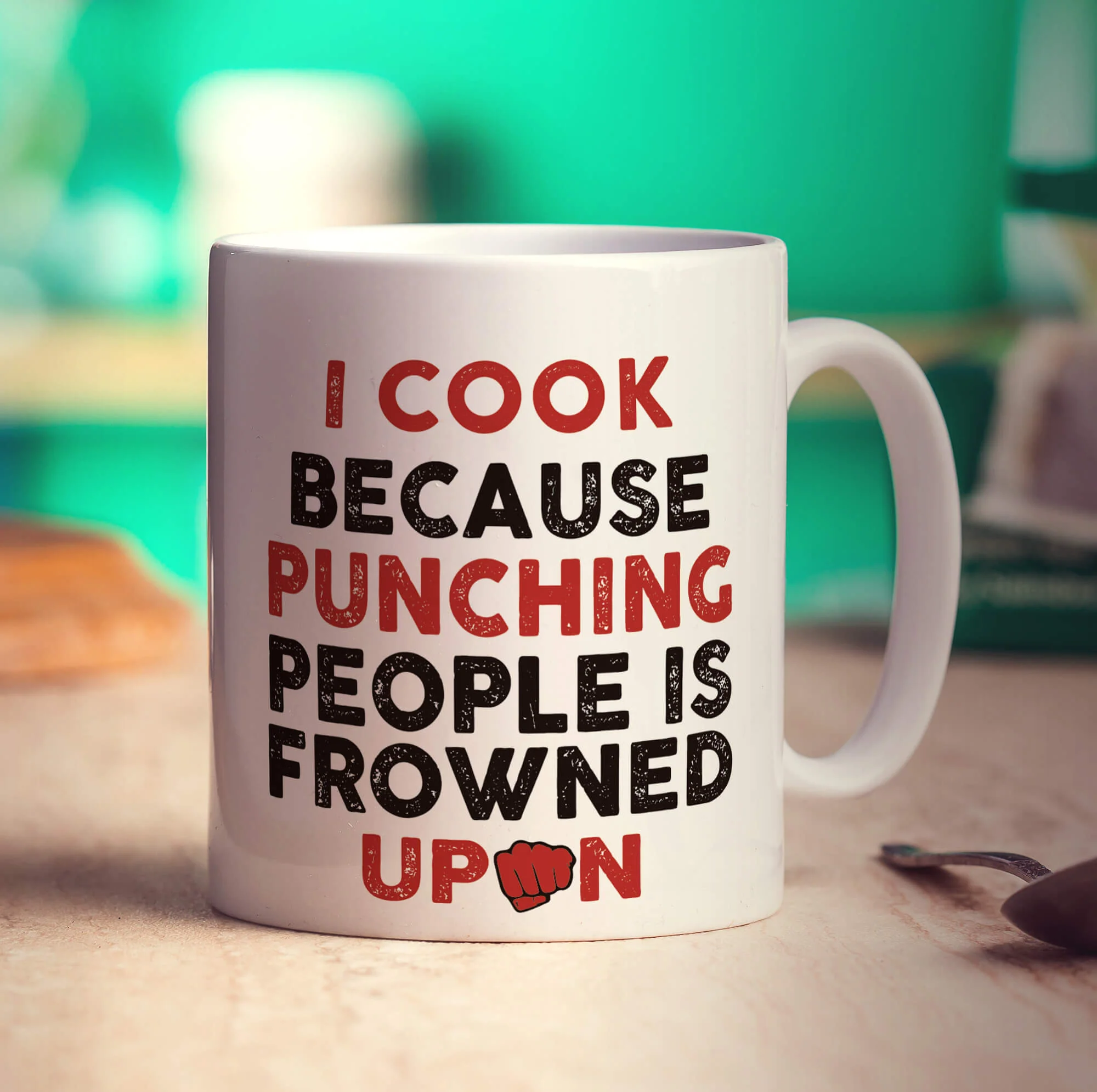 I Cook Because Punching People is Frowned Upon Mug - Image 3