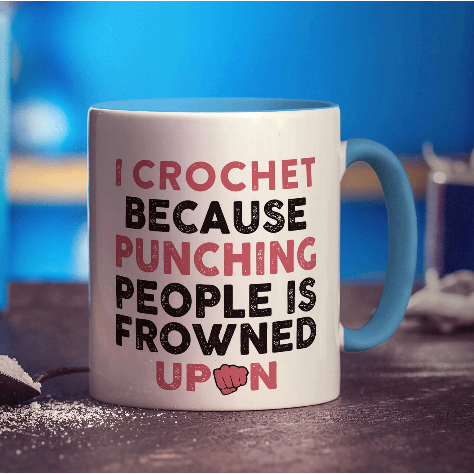 I Crochet Because Punching People is Frowned Upon Mug - Image 8