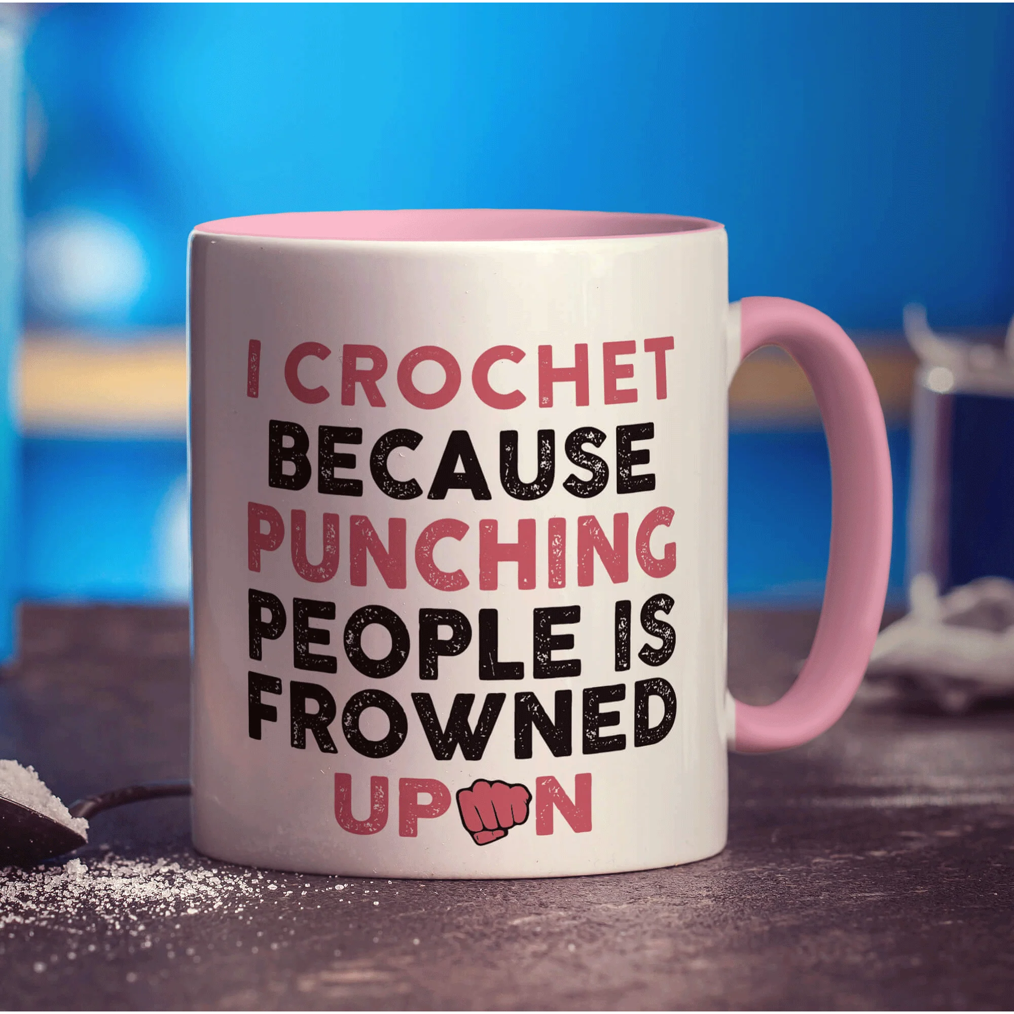I Crochet Because Punching People is Frowned Upon Mug - Image 9