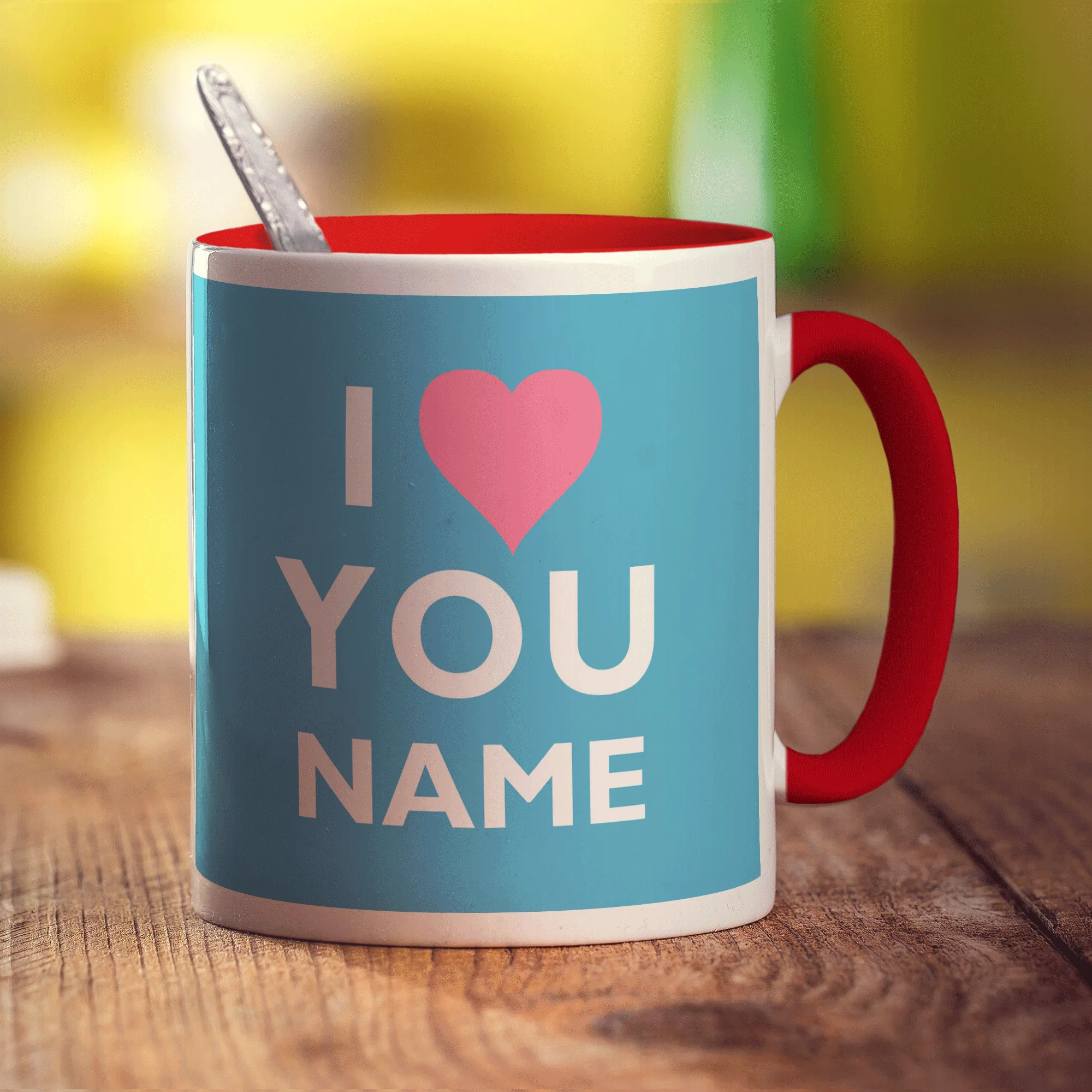 I Heart You - Blue Name Mug - Image 10