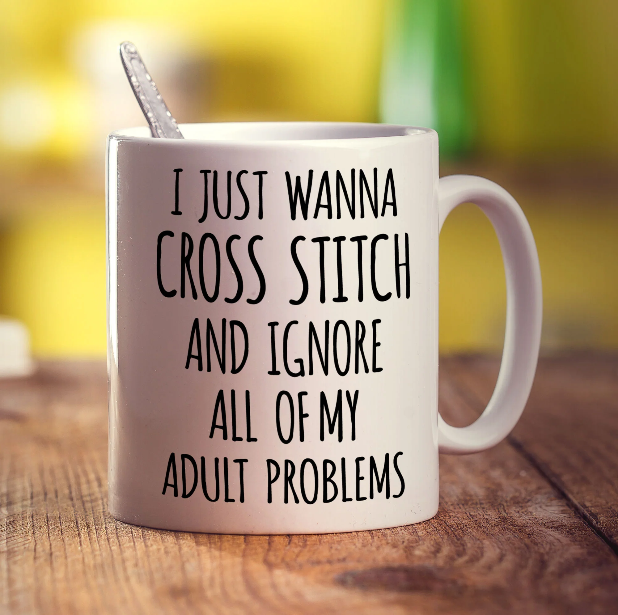I Just Wanna Cross Stitch and Ignore All of My Adult Problems Mug - Image 3