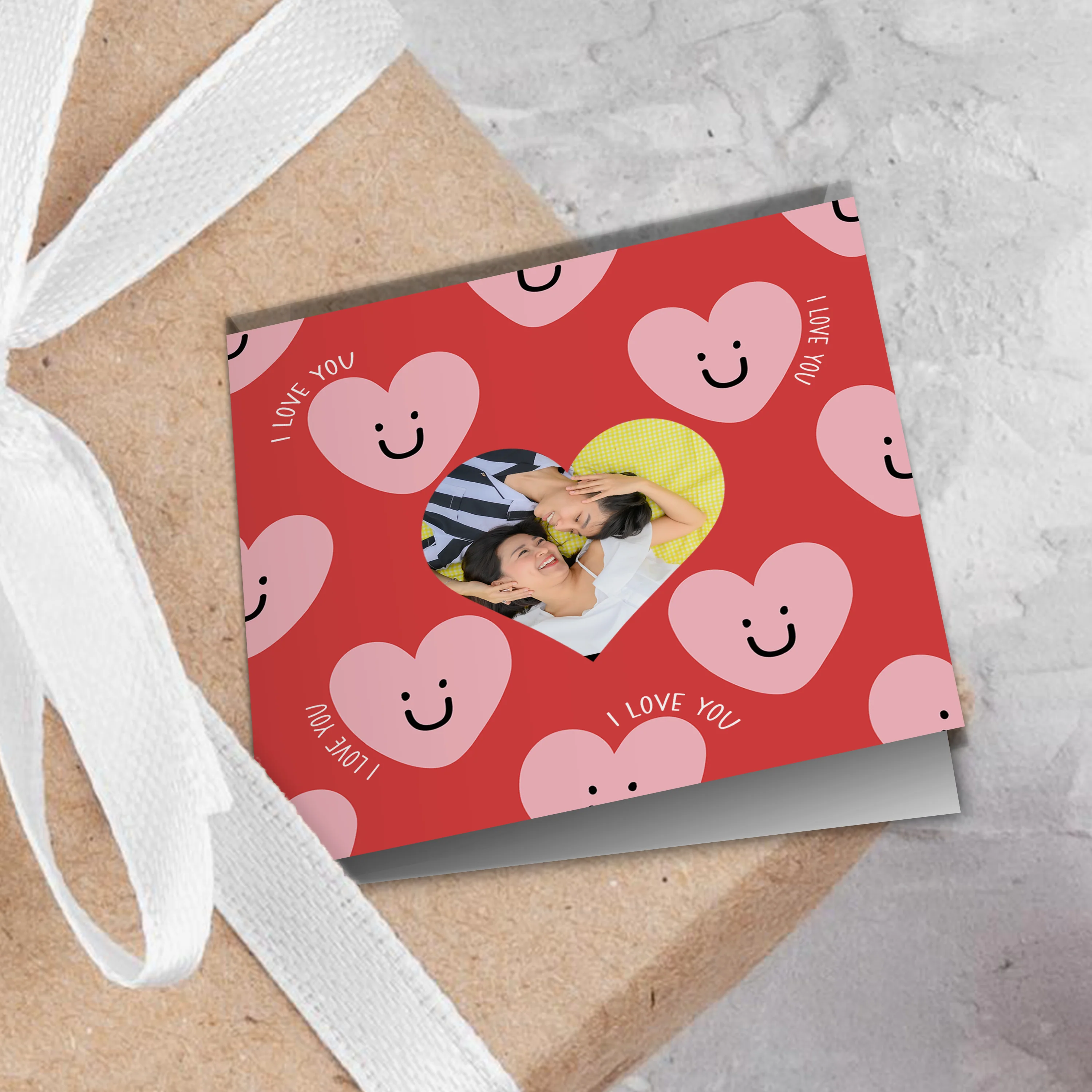 I Love You Smiley Face Heart Photo Wrapping Paper - Image 2