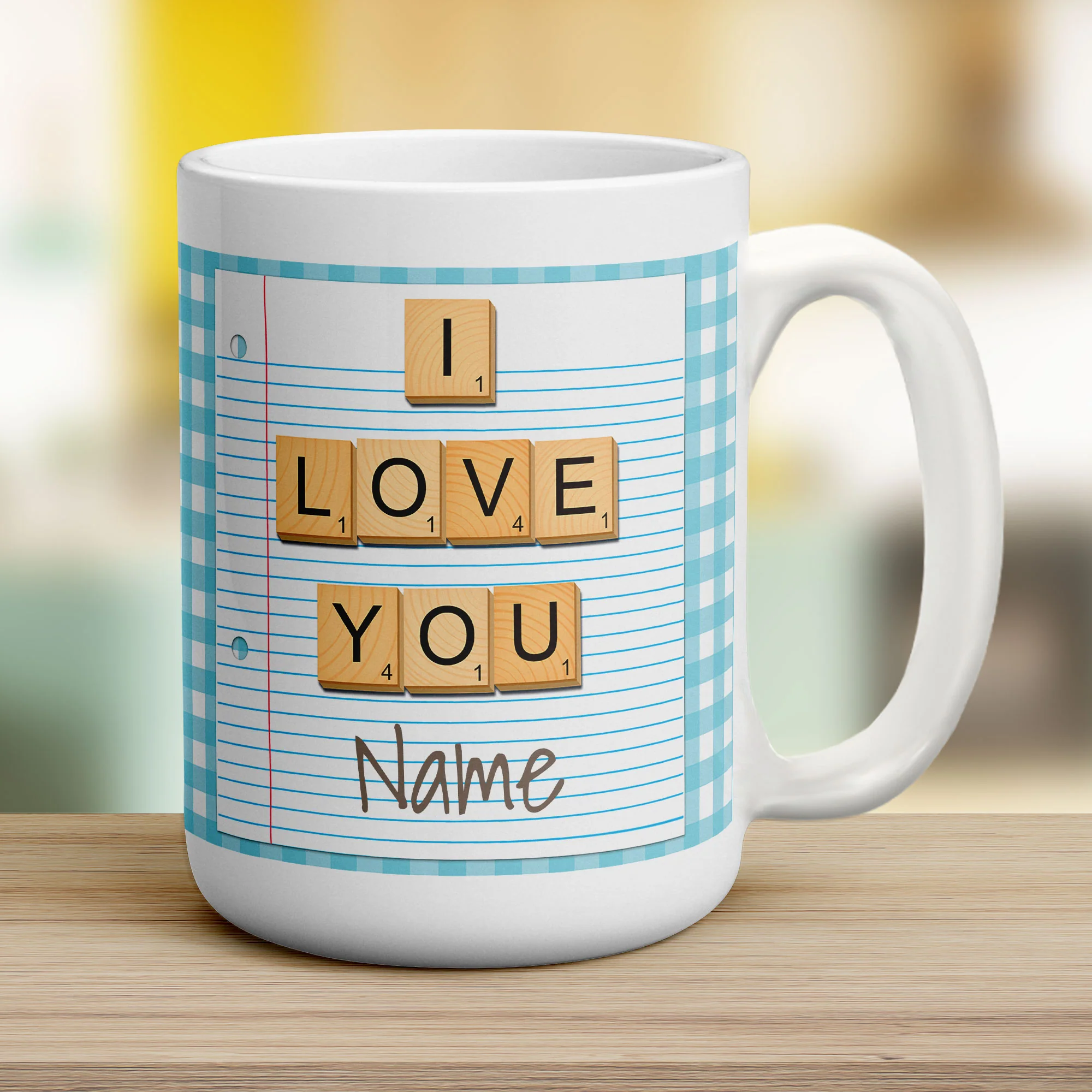 I love you - Wooden Letters Personalised Mug - Image 10
